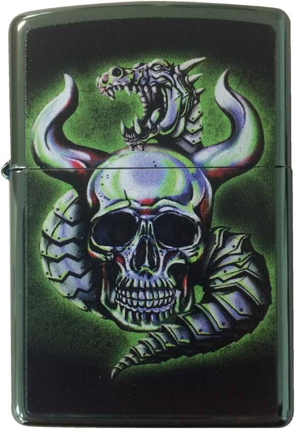 Zippo Encendedor personalizado – Dragón metálico camaleón y calavera