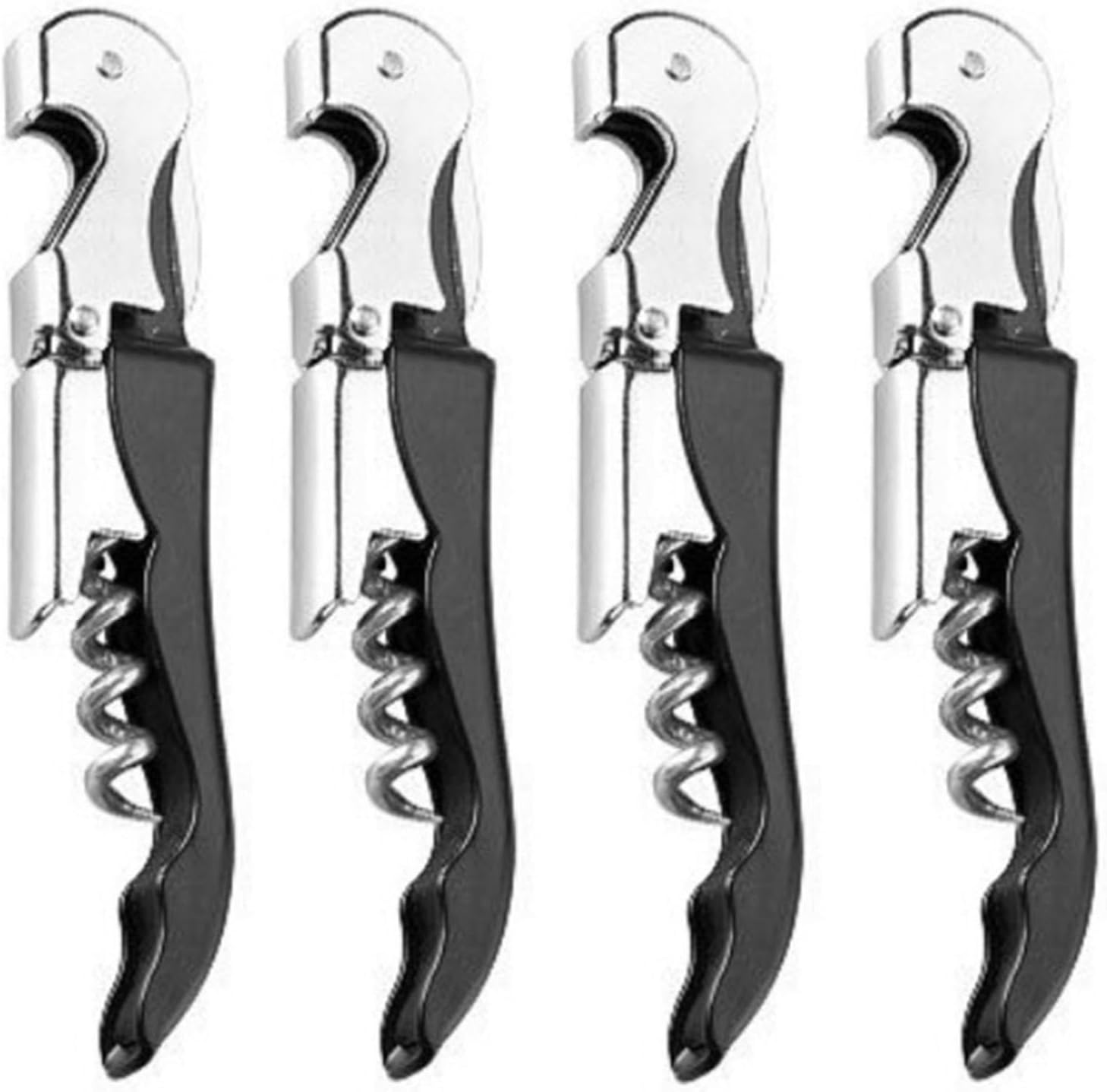 Sacacorchos de acero inoxidable para camarero, paquete de 4, abridor de vino de viaje, llave de vino profesional manual para servidores, sacacorchos