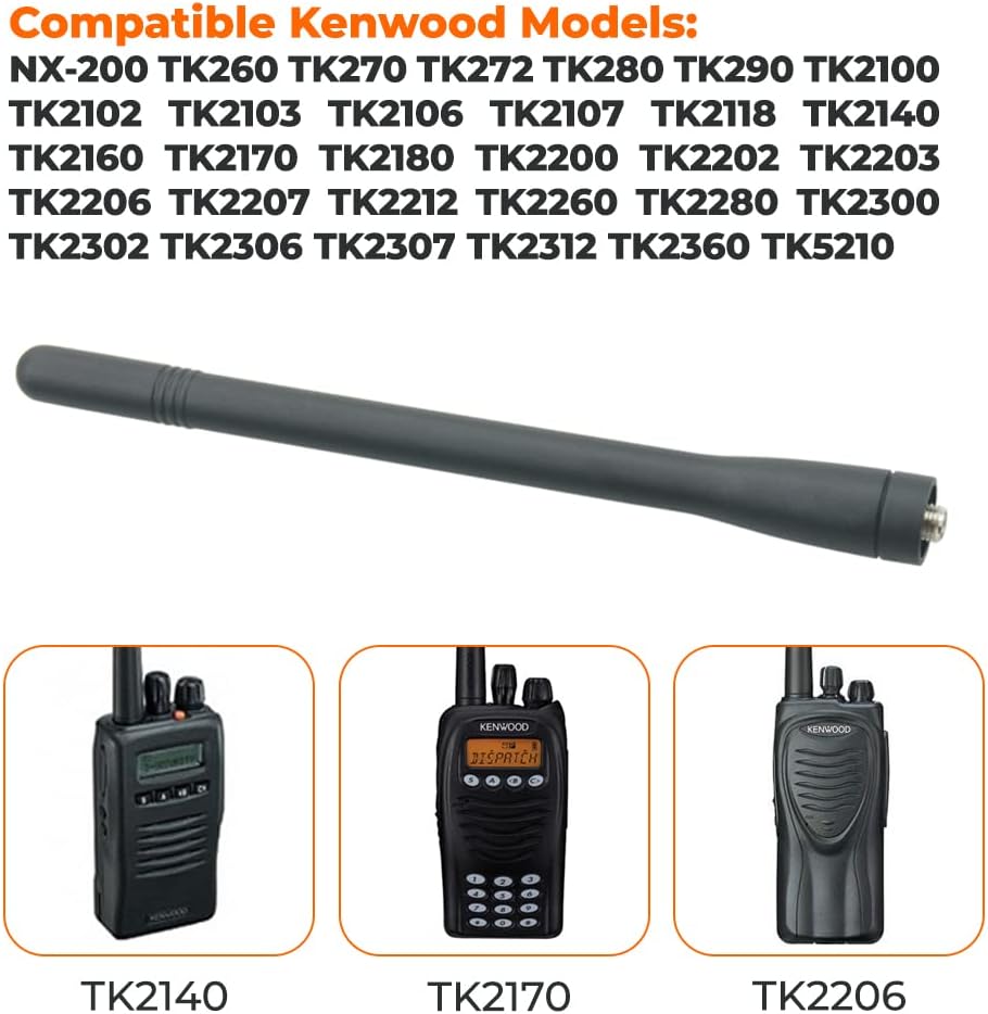 Kenwood KRA-27 Antena helicoidal VHF para Kenwood TK2140 TK2160 TK2170 TK2307 TK5210 antena de radio portátil VHF 2 unidades