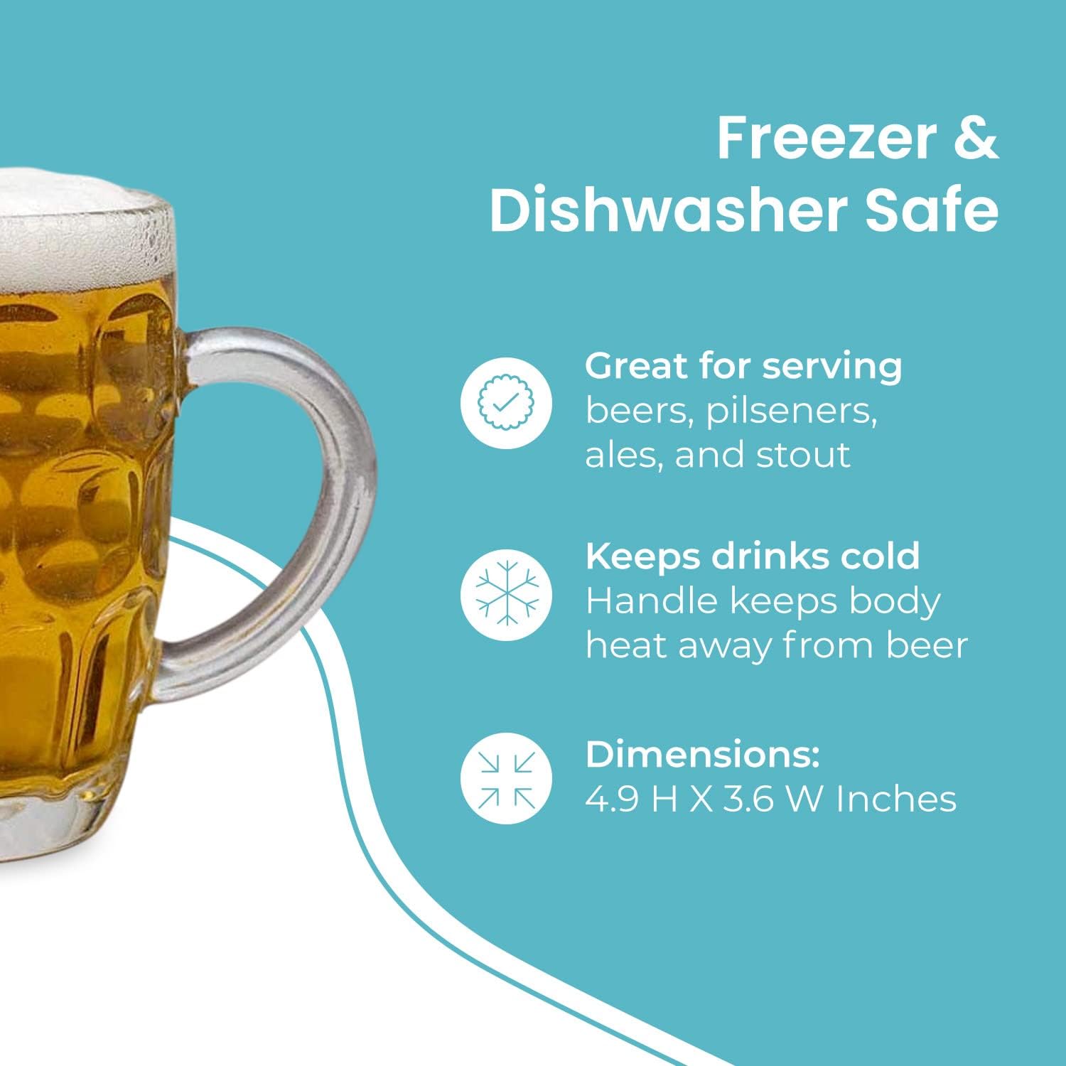 LavoHome Taza de cristal de estilo europeo clásico, ideal para fiestas de Oktoberfest, jugos y otras bebidas, capacidad de 16 onzas, tazas de