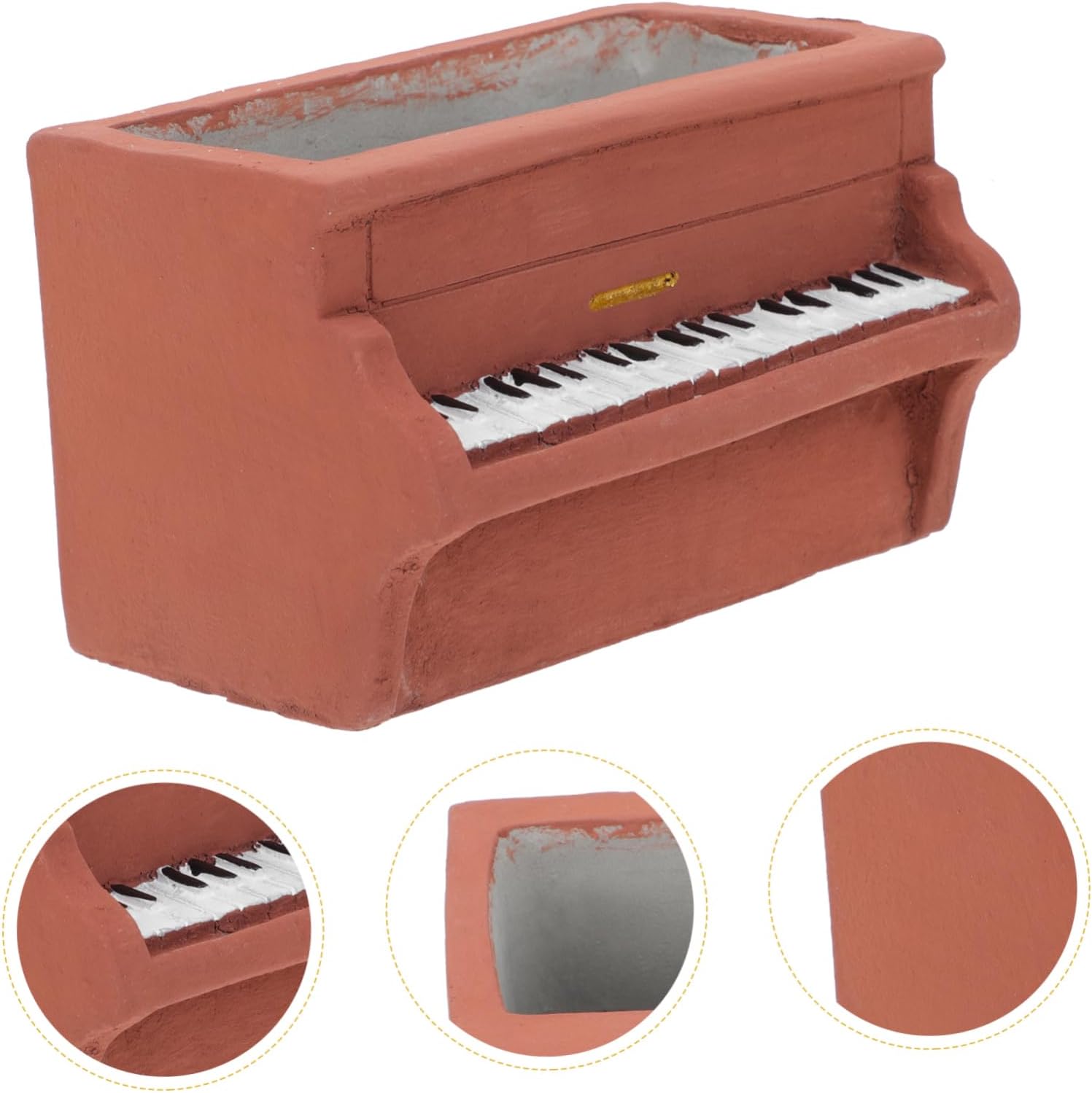 NOLITOY Maceta de cemento para piano, maceta en forma de piano, maceta suculenta de cerámica para exteriores, plantas suculentas, plantador,
