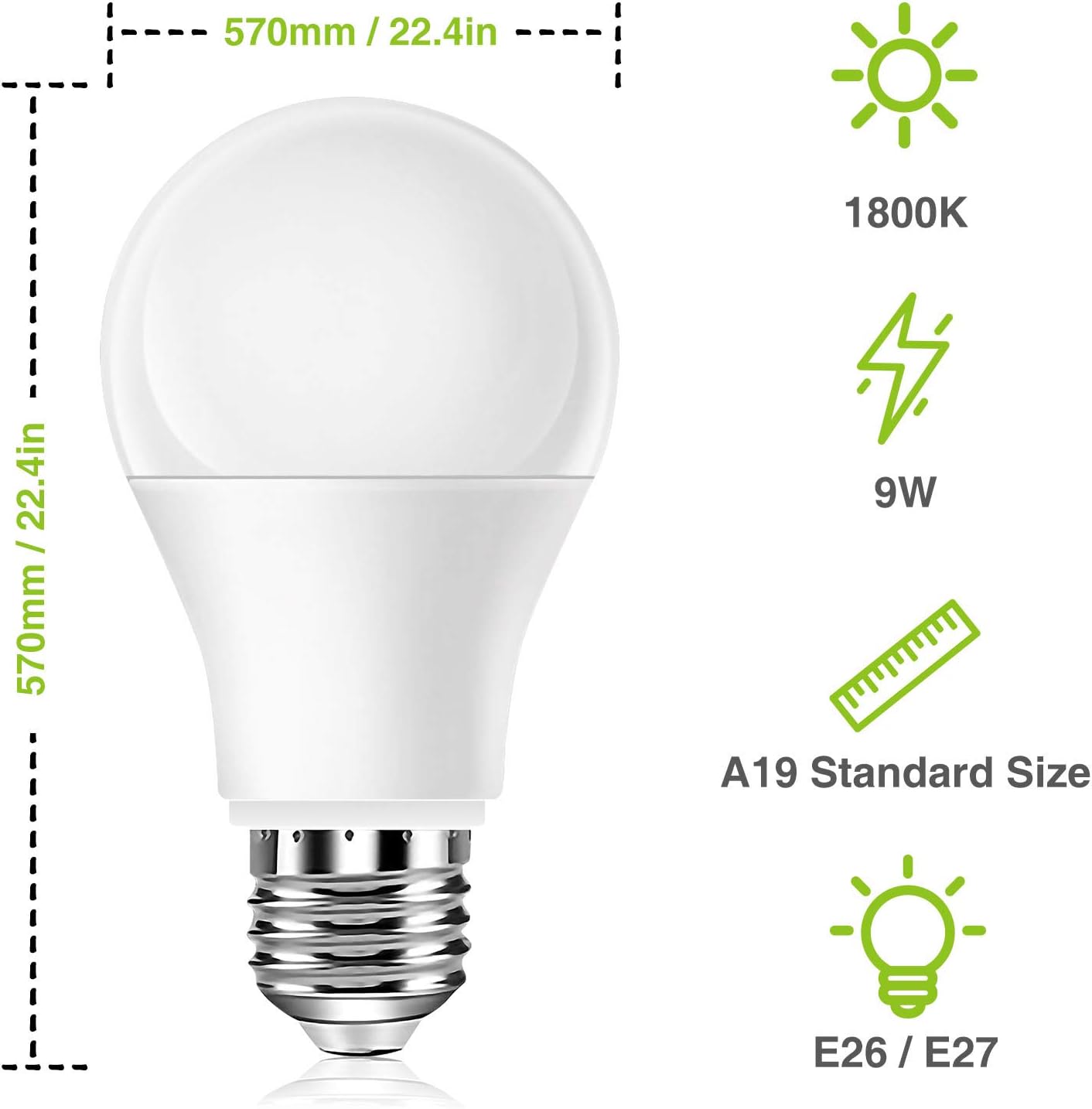 Neporal Bombillas de luz ámbar, bombillas suaves A19 equivalentes a 9 W 60 W, bombillas cálidas con bloqueo de luz azul, bombillas nocturnas ámbar