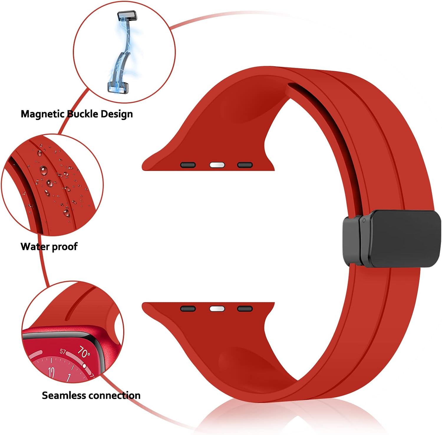 Correa magnética para Apple Watch Ultra Band 1.929 in 1.772 in 1.732 in 1.614 in 1.575 in iWatch Band 1.496 in 1.654 in correa de repuesto de