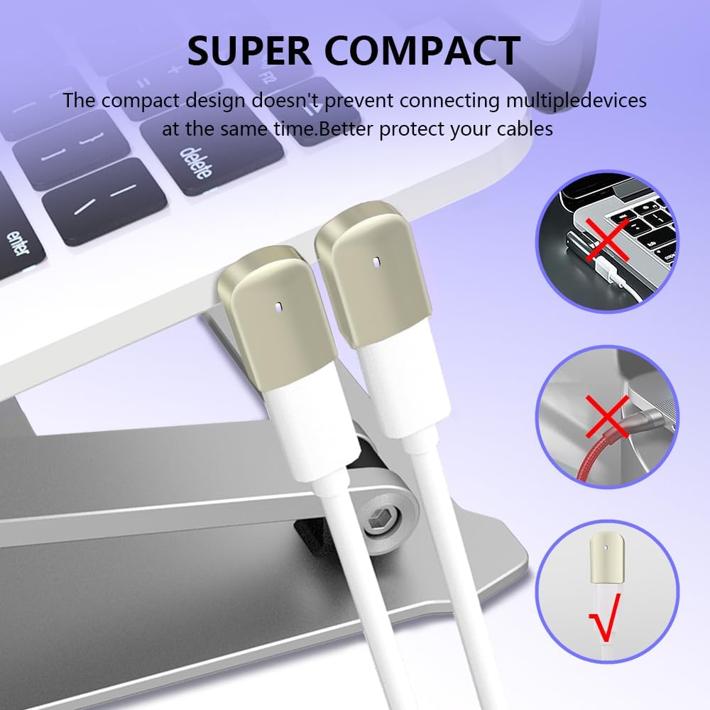 SHEEAST Adaptador magnético USB C de 90 grados, paquete de 2 adaptadores USB C magnéticos de 40 Gbps con USB4 8K 60Hz 140 W de carga rápida para