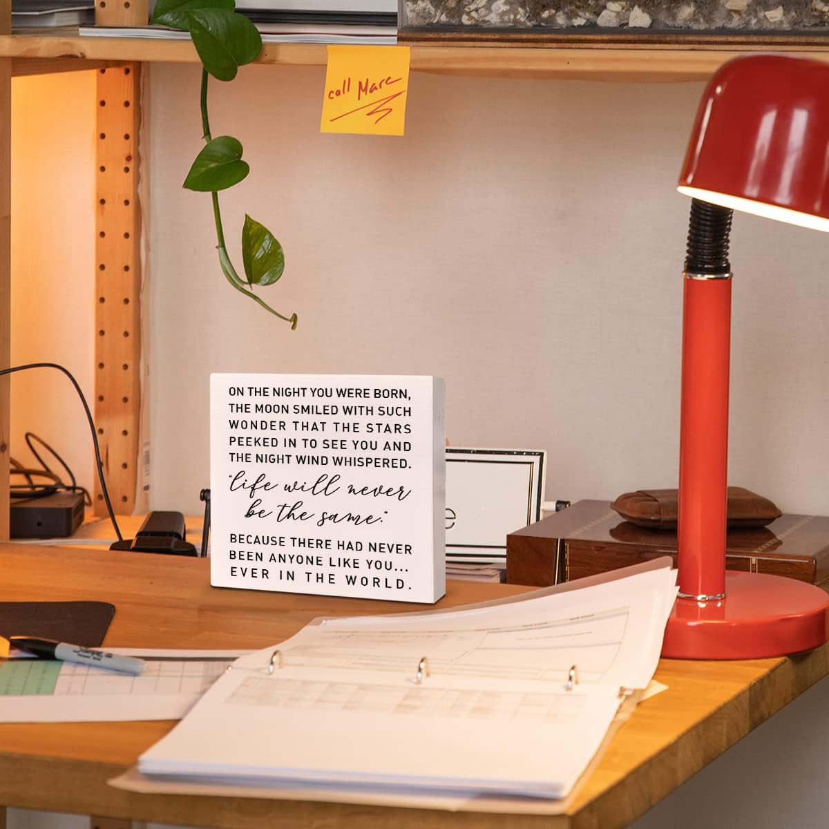 Decoración de madera para escritorio de guardería, en la noche que fuiste nacido, decoración de guardería, decoración neutra para recién nacidos,