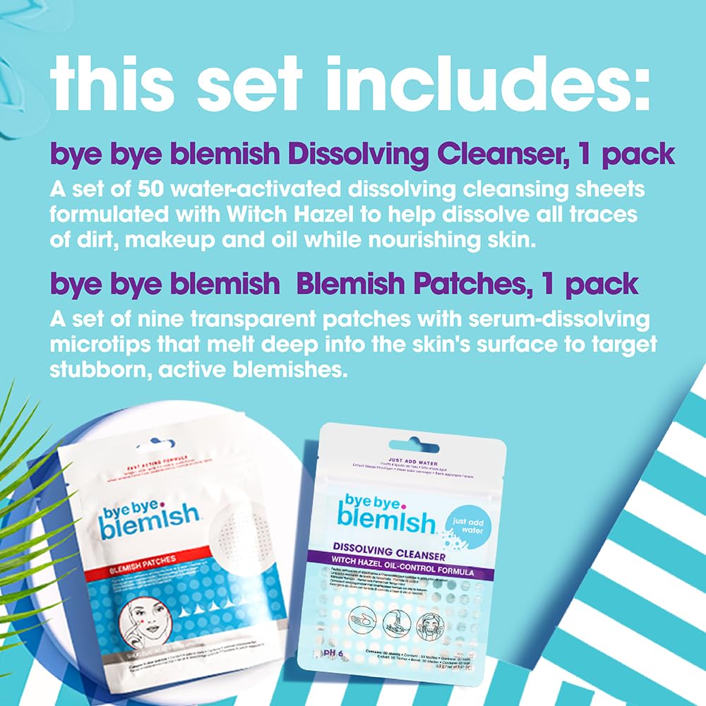 Bye Bye Blemish Parches de manchas y limpiador disolvente fórmula de control de aceite de hamamelis