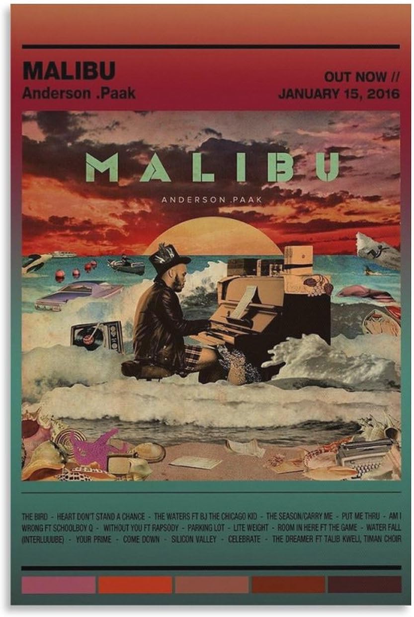 DAXXIN Anderson – Póster de lona 010 de Paak Malibu 010, pintura artística decorativa para pared, sala de estar, dormitorio, decoración, regalo, sin