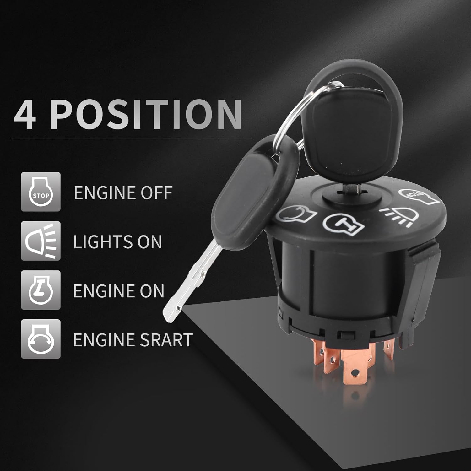 Interruptor de encendido con llave 7 terminales de repuesto para John Deere L100 L105 L107 L108 L110 L111 L118 L120 L130 125 135 145 155c 190c G110,