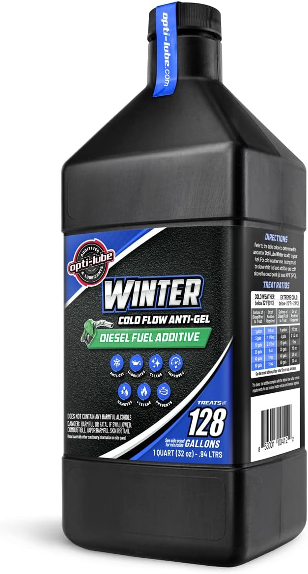 Opti-Lube Fórmula de invierno Aditivo de combustible diesel anti-gel cuarto de galón (1 cuarto de galón – trata 128 galones)