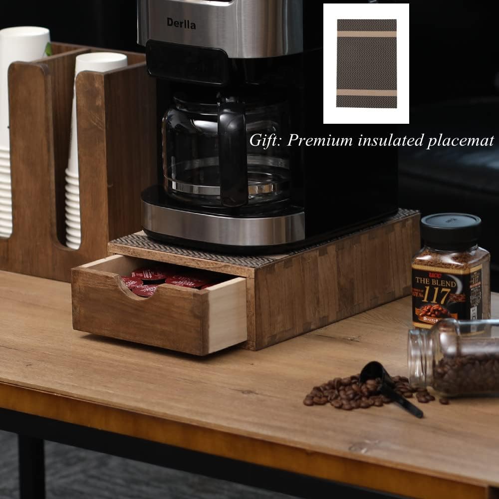 Soportes para cápsulas de café de 1 capa y 1 cajón, marrón oscuro (CF1D1C-DK)