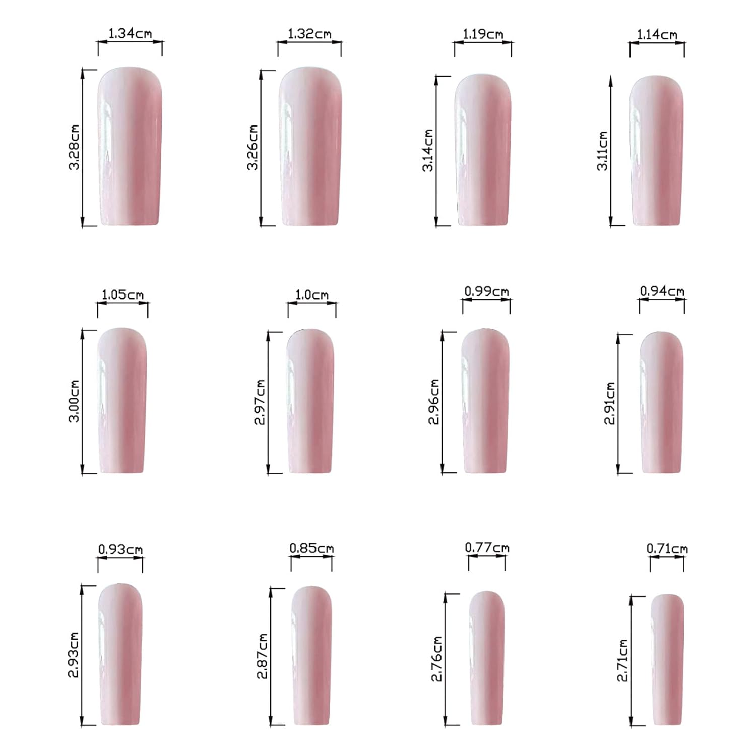 Uñas postizas a presión de color rosa, uñas postizas largas cuadradas de color sólido con diseños, uñas acrílicas extralargas reutilizables, uñas