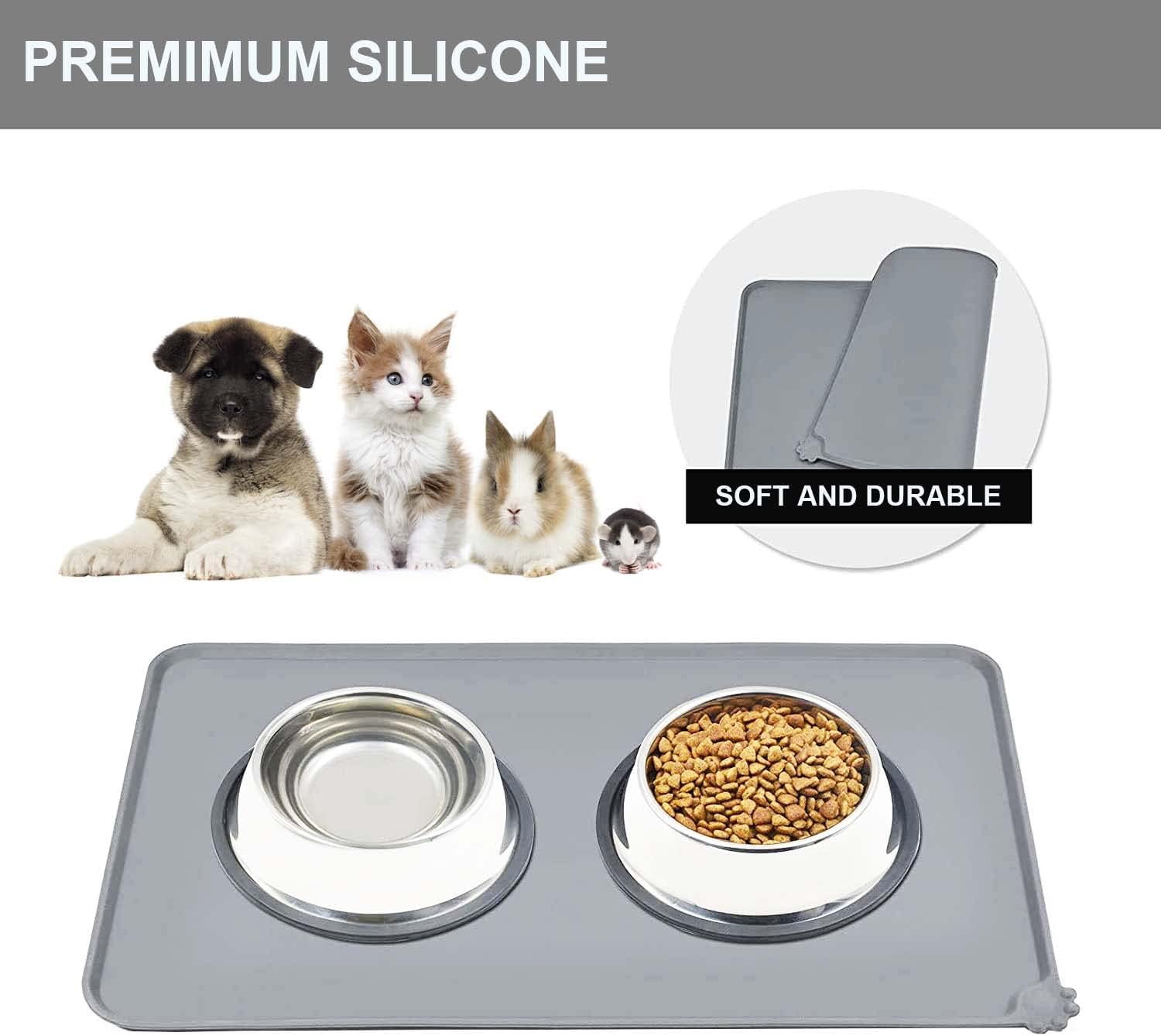 Tapete de silicona impermeable de 18.8 x 12 pulgadas, antideslizante para tazón de mascotas, tapete de alimentación de mascotas (18.8 x 12 pulgadas,