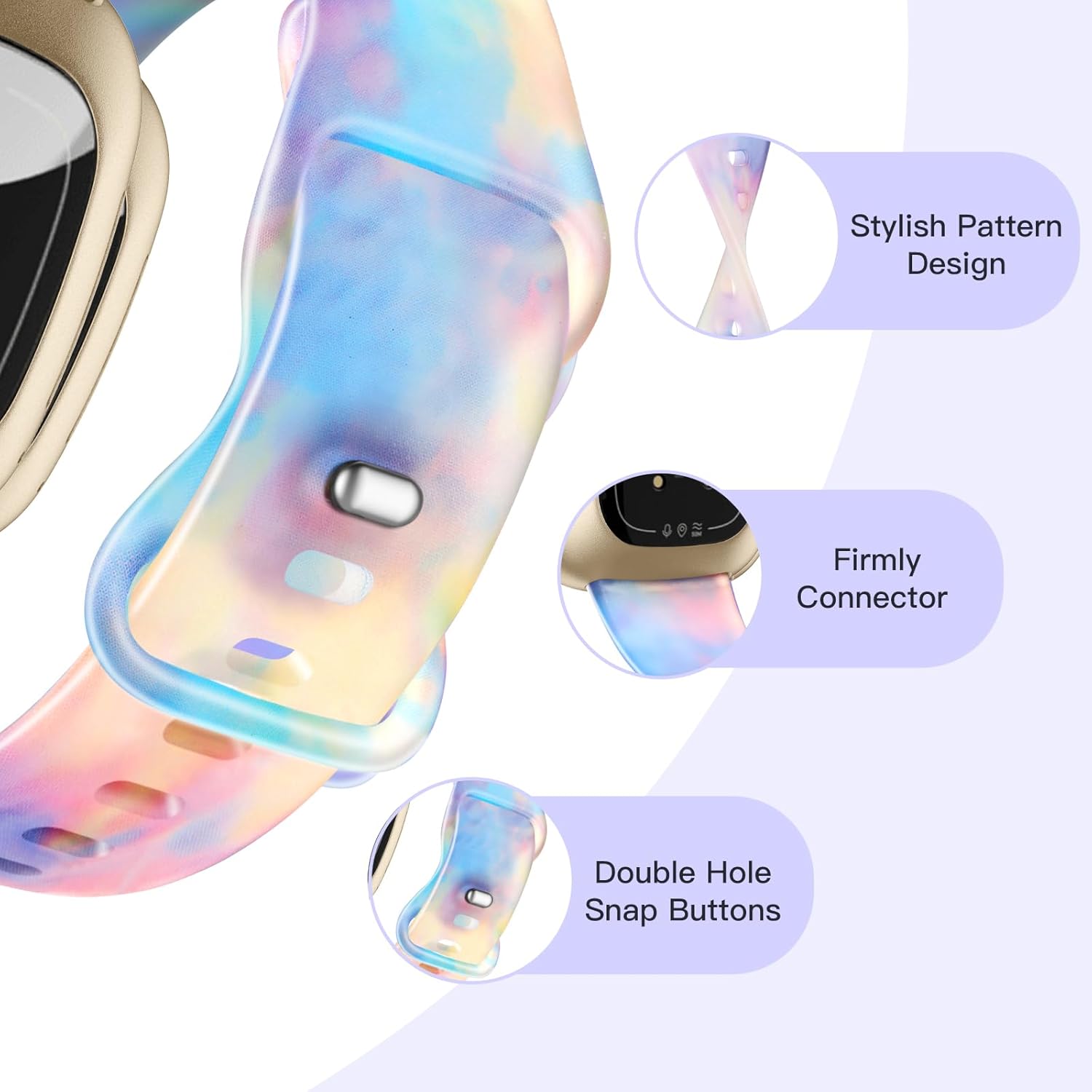 GEAK Correa transparente compatible con Fitbit Versa 3 BandasFitbit Versa 4 BandsFitbit SenseSense 2 Bandas para mujeres y hombres, elegante patrón