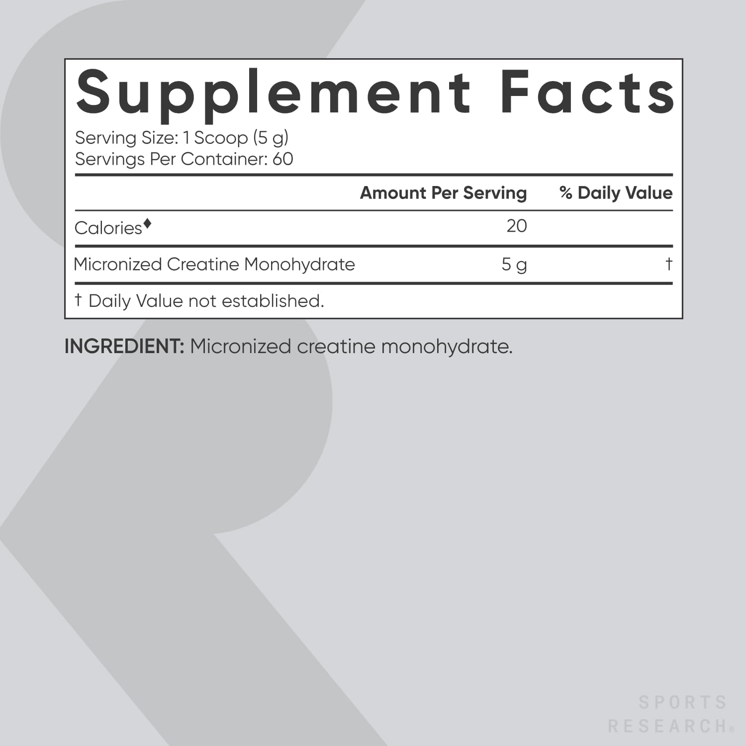 Sports Research Monohidrato de creatina – Gana músculo magro, mejora el rendimiento y la fuerza y apoya la recuperación del entrenamiento – 0.18 oz