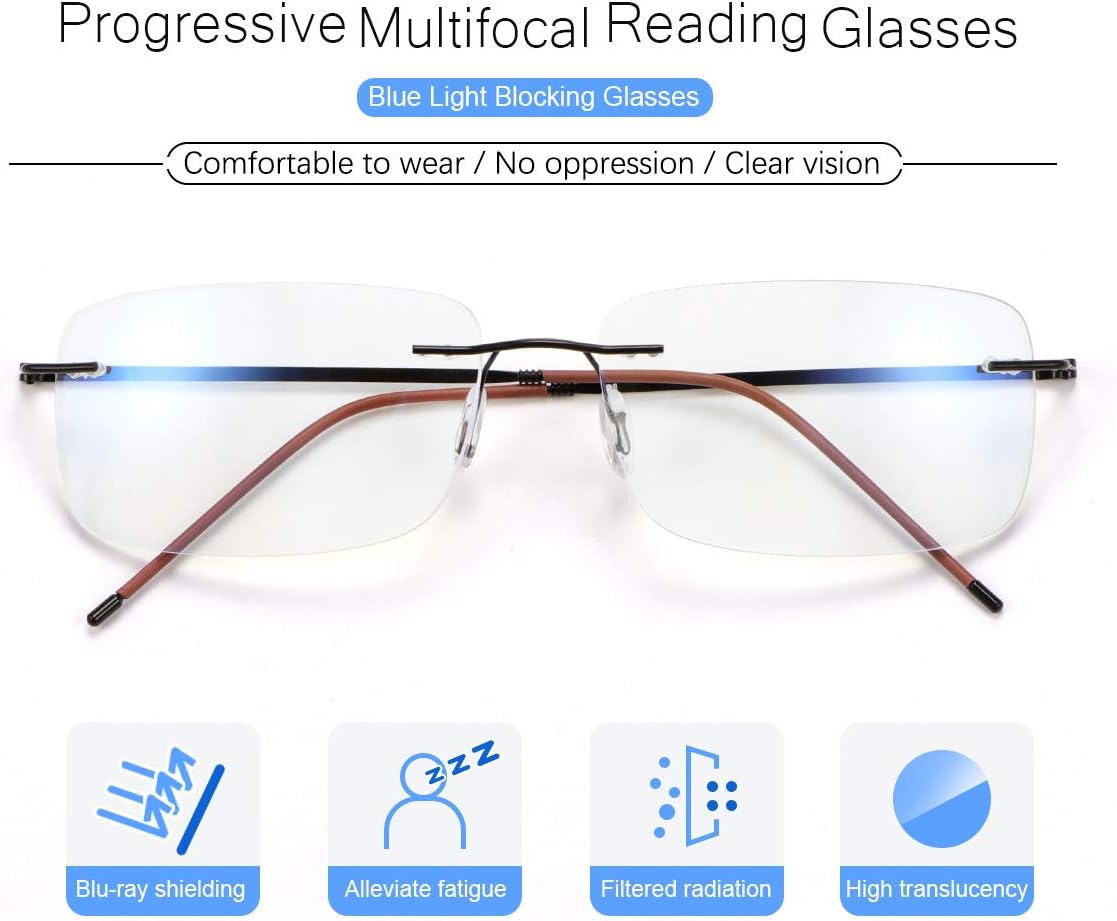 YIMI Progressive – Lentes de lectura multienfoque sin montura UV400 para computadora, anti luz azul, lentes de transición para hombres y mujeres