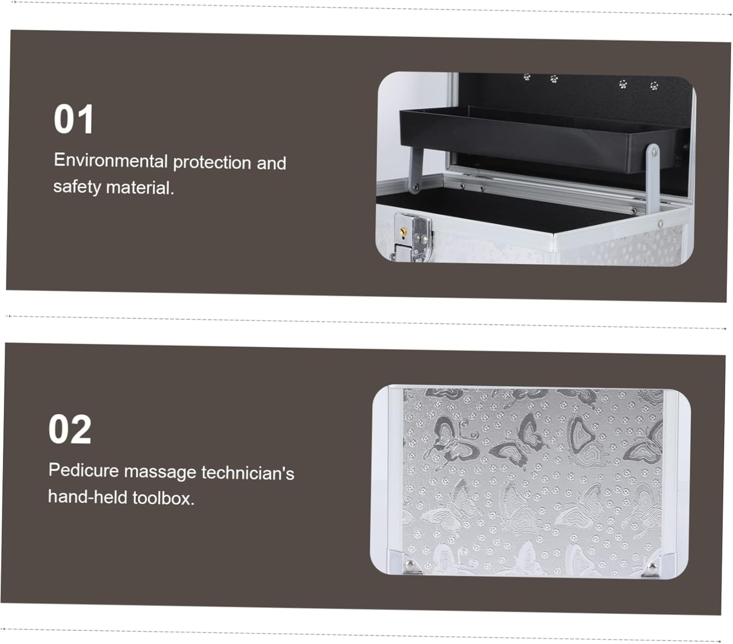 Tofficu Kit de pedicura Caja organizadora de maquillaje, organizador de maquillaje portátil, caja de herramientas de viaje, caja de cosméticos