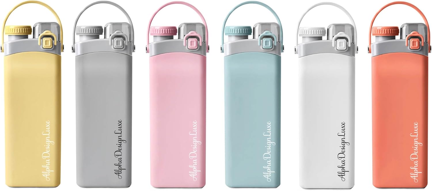 Botella de agua de silicona plegable, sin BPA, 100% materiales de grado alimenticio, duradera, portátil, versátil, a prueba de fugas, con popote