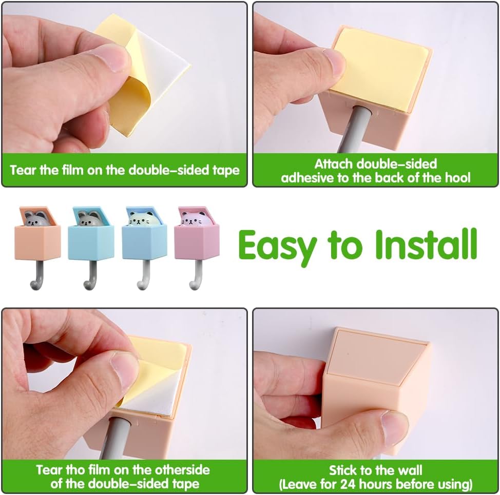 SEILETOO Ganchos creativos para llaves de gato, ganchos de pared de plástico para mascotas, ganchos para llaves de gato para colgar llaves, bolsos,