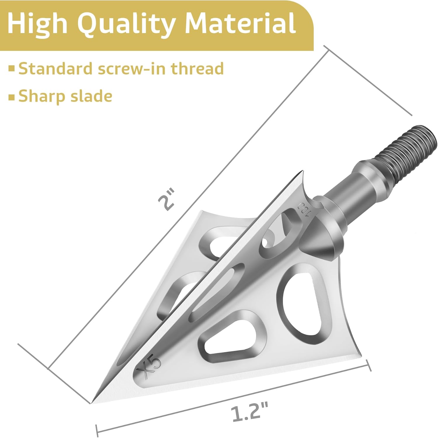 Cabezas anchas de tiro con arco de acero inoxidable de grano 100125 para ballesta recurvo arco y arco compuesto