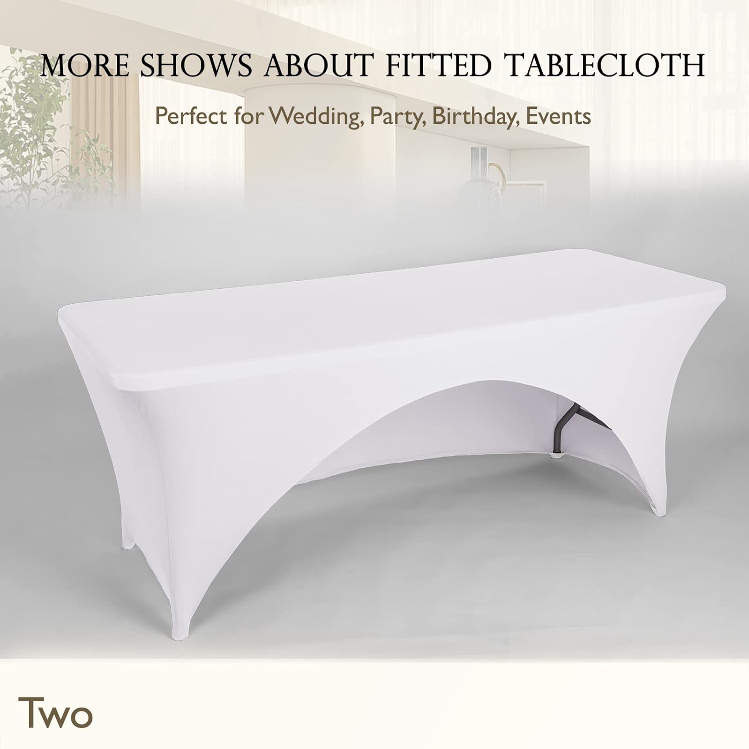 Mantel de elastano ajustable de poliéster de 6 pies, mantel elástico para mesa, con espalda abierta, color blanco
