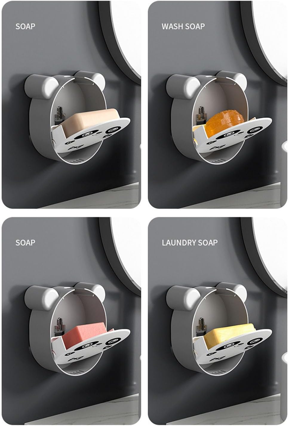 Alunsito 2 soportes para jabonera, barra autoadhesiva con orificio de drenaje, caja de jabón para montar en la pared para ducha, baño, bañera,