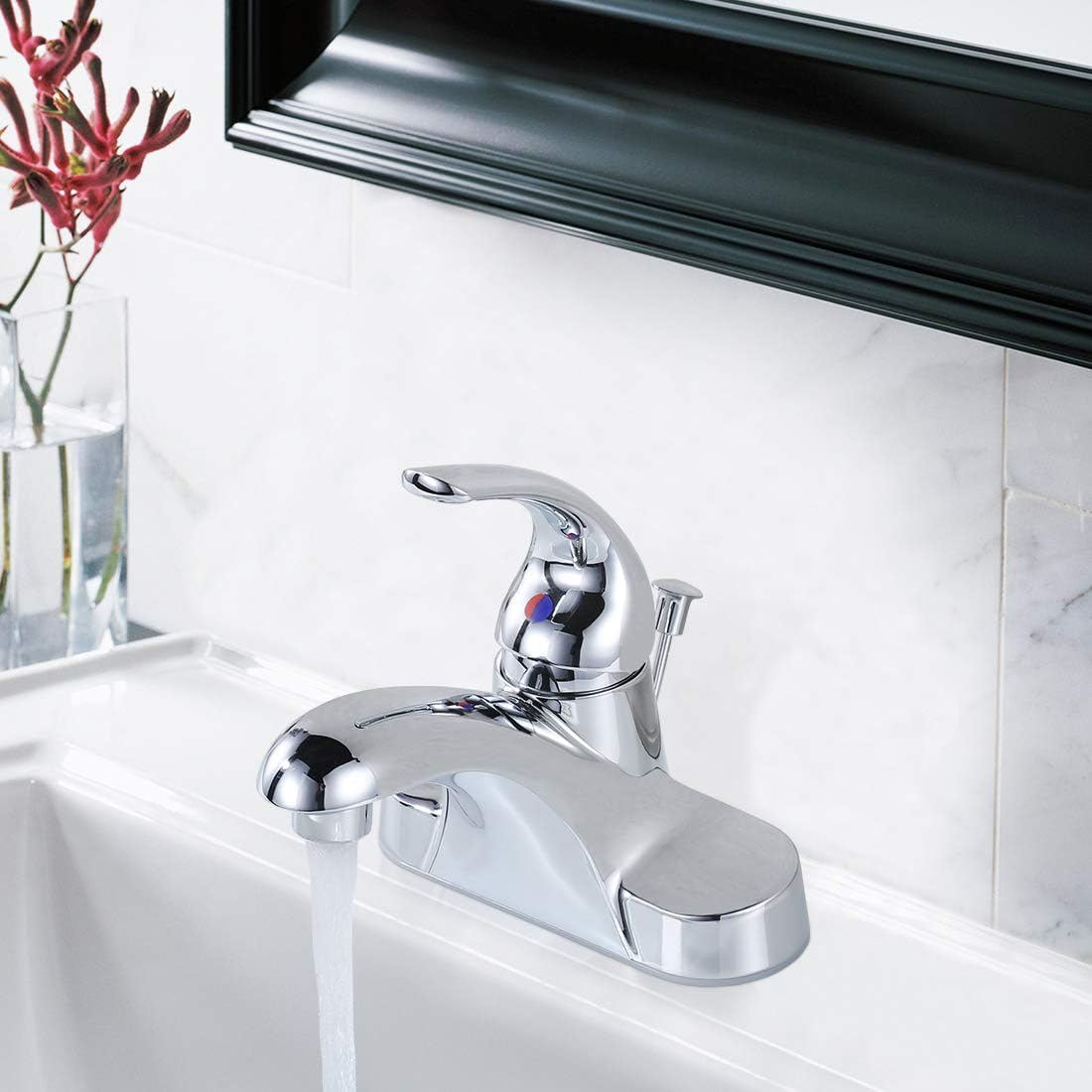 WOWOW – Grifo monocomando para lavamanos de baño, juego central de 4