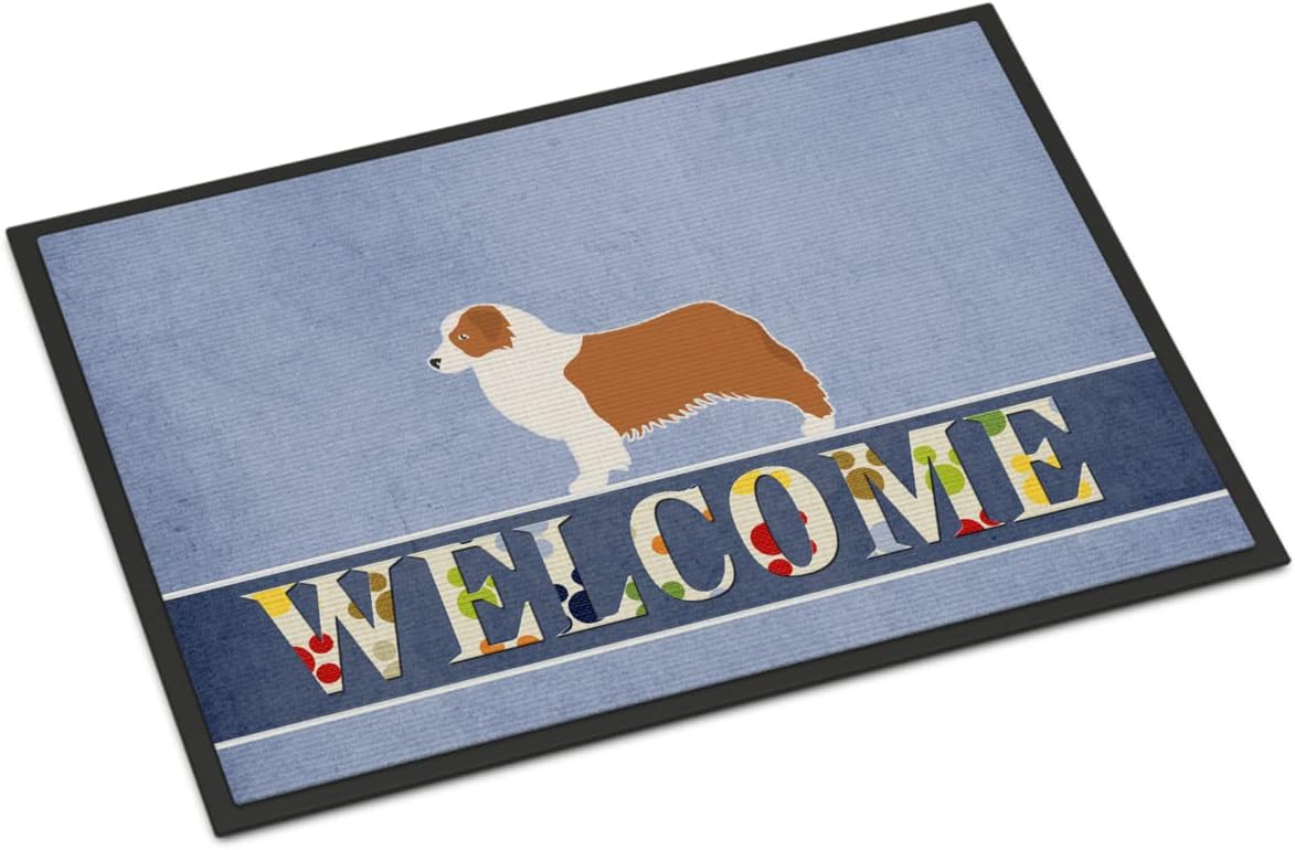 Caroline’s Treasures BB5537JMAT – Felpudo de bienvenida para perros de pastor australiano, alfombra para interiores o exteriores, 24 x 36 pulgadas,
