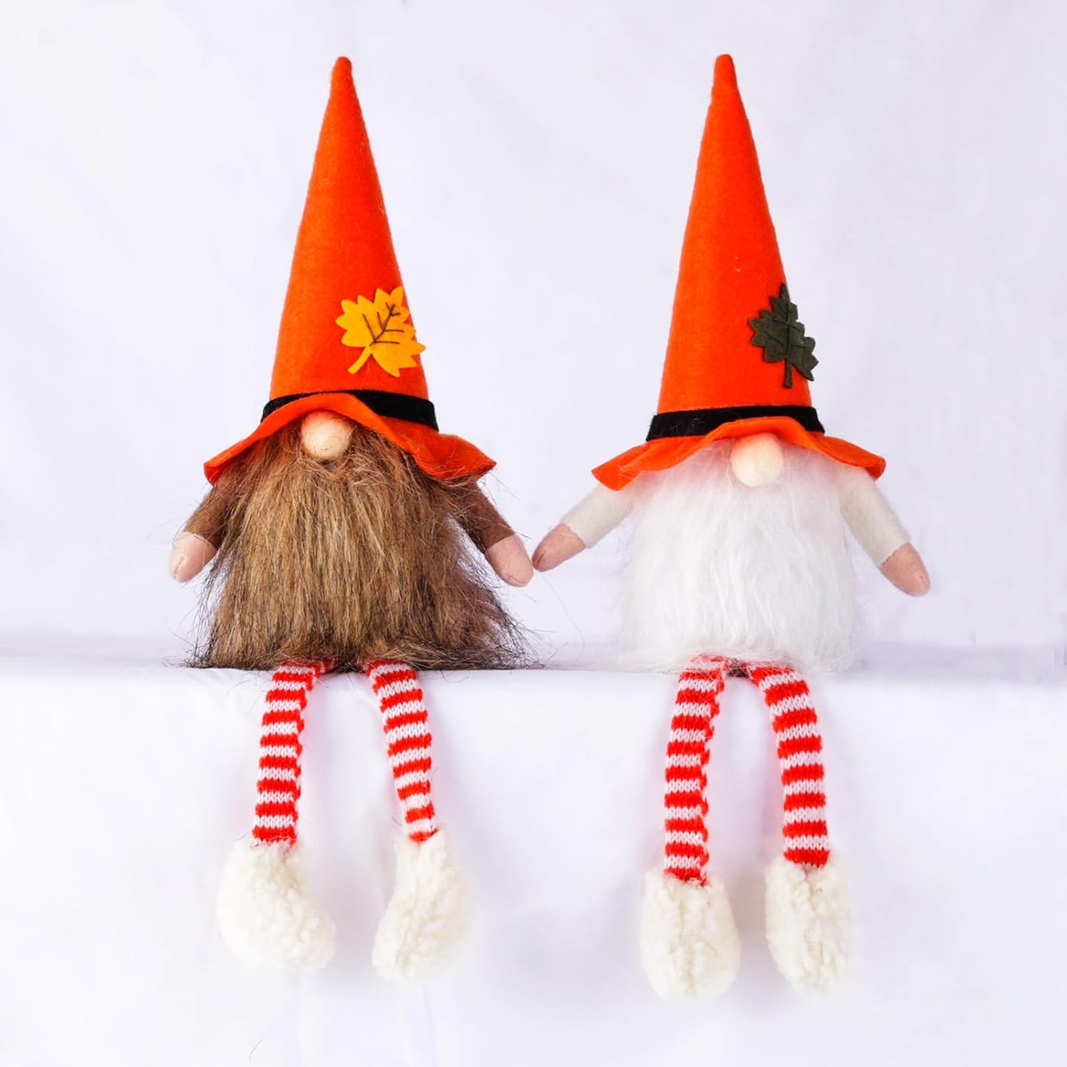 Fall Gnomes – Indoor Fall Thanksgiving Decorations for Home – Small Plush Gnomes with Legs Set of 2