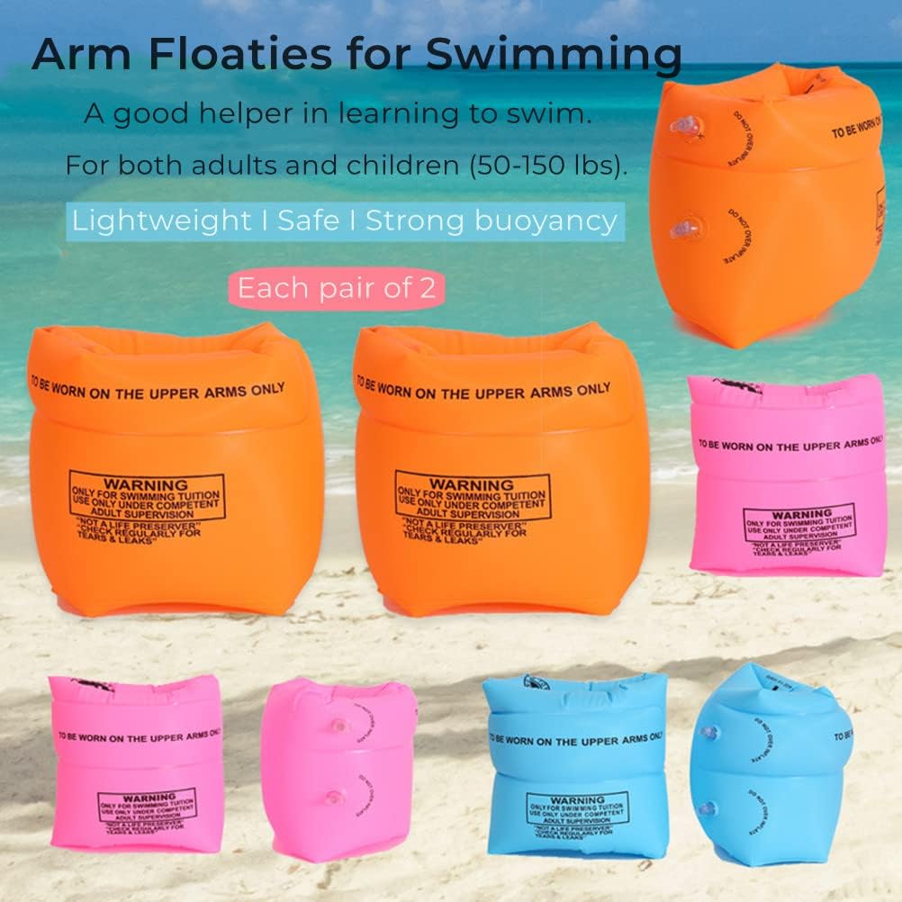 Paquete de 2 a 4 flotadores de brazo para niños y adultos, flotadores de piscina, anillos de natación inflables, bandas de brazo de PVC, mangas