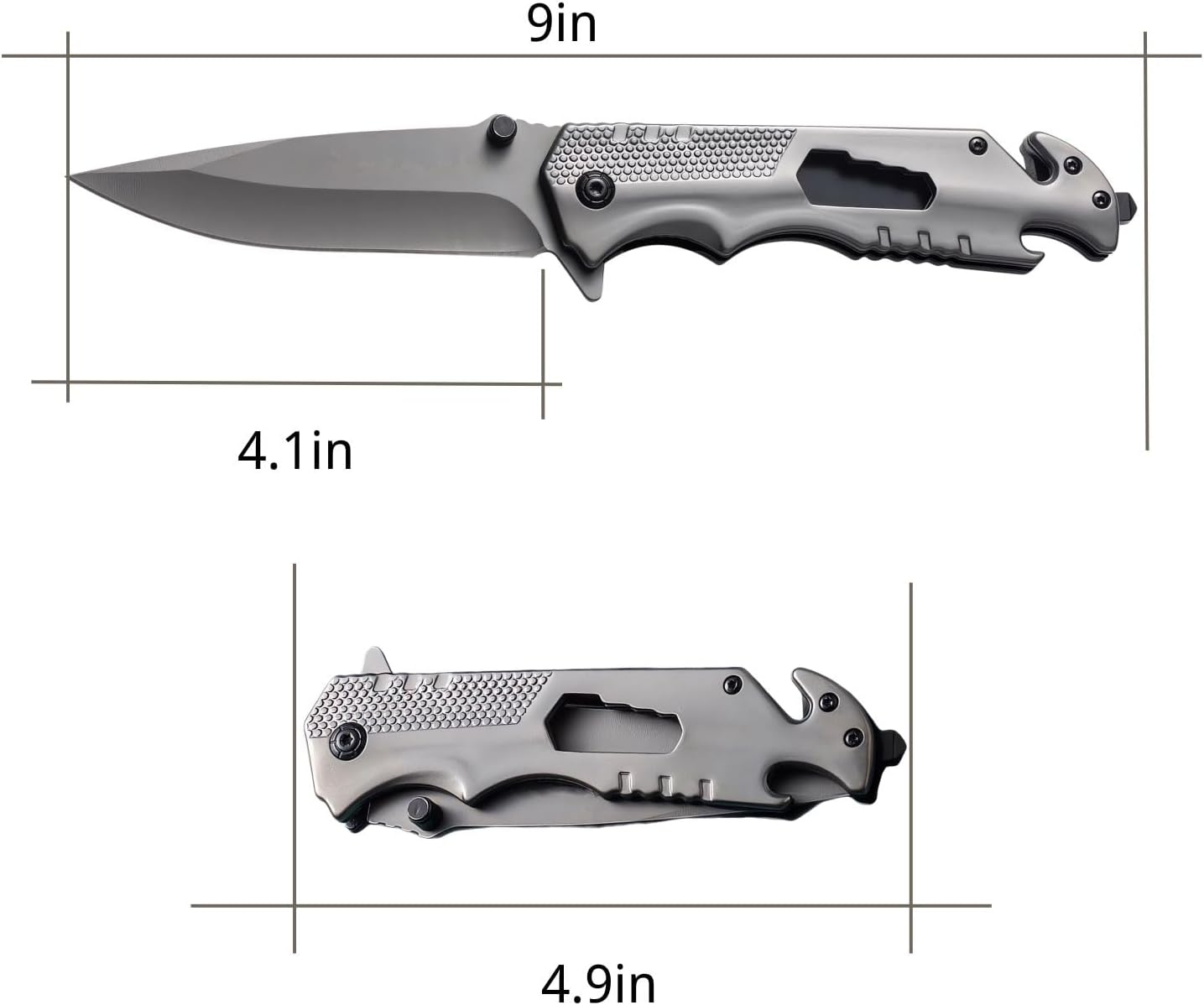 CHJIANAO Pocket Knives & Folding Knives,Knives for Men,5 in 1 Multitool Tactical Knife Glass Breaker,Bottle Opener,Seatbelt Cutter,Wrench,Small Edc