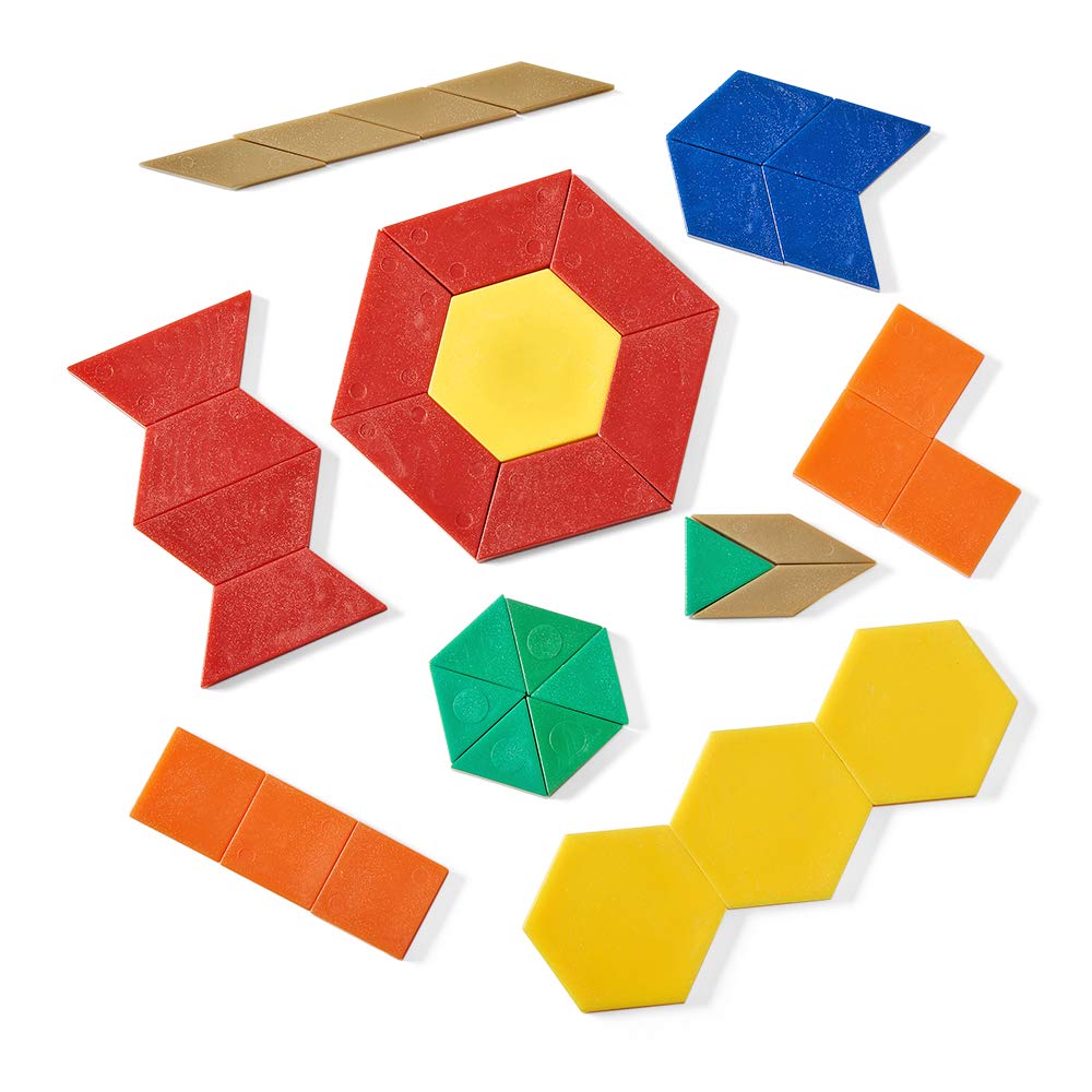 hand2mind Bloques de patrones de plástico, formas geométricas para niños, juego de patrones, bloques de patrones para niños pequeños, formas de