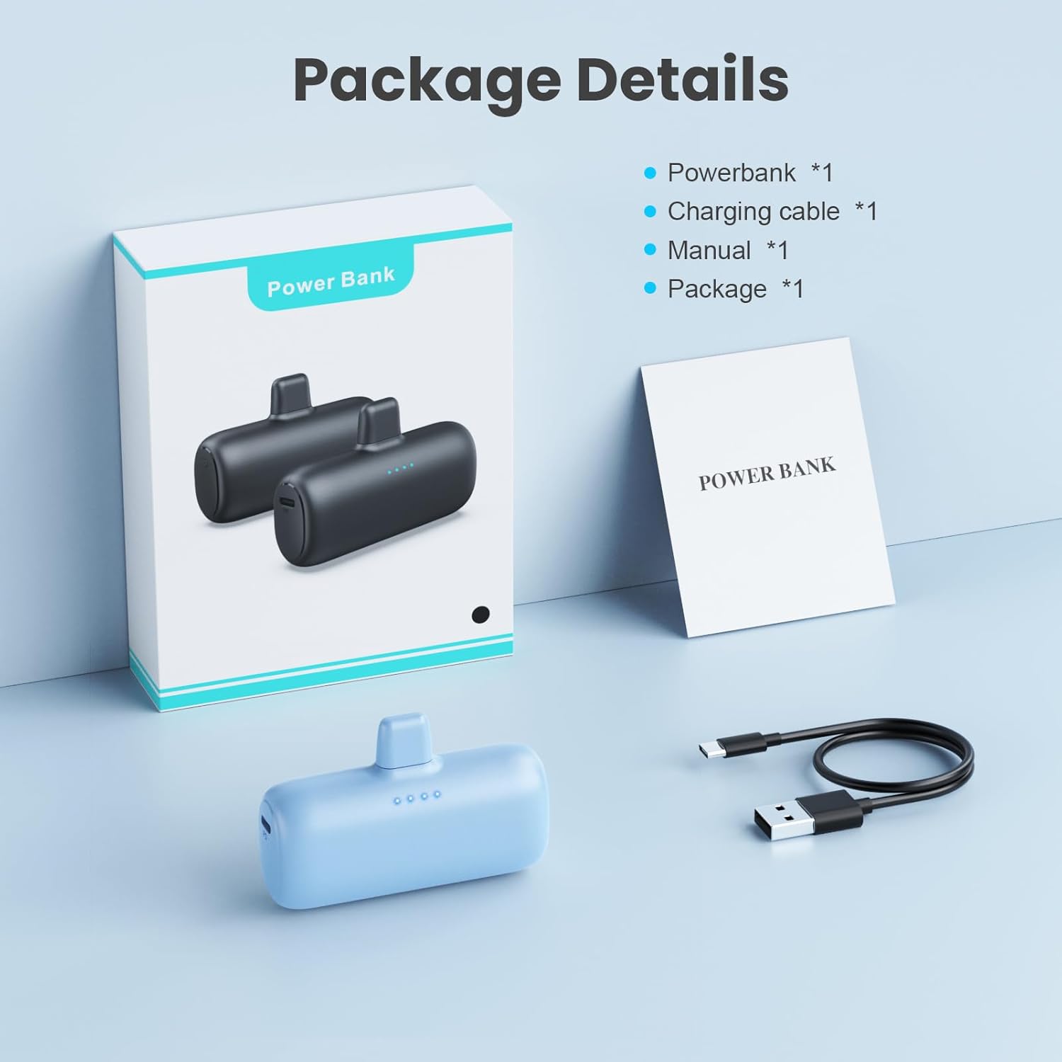 Cargador portátil pequeño para iPhone de 5200 mAh, cargador de batería compacto PD de carga rápida, mini cargador de teléfono inalámbrico compatible