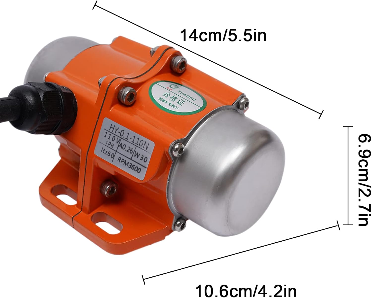 Vibración concreta del motor de vibración 30W – 3600RPM, vibradores vibratorios asíncronos de la aleación de aluminio de la CA 110V para la
