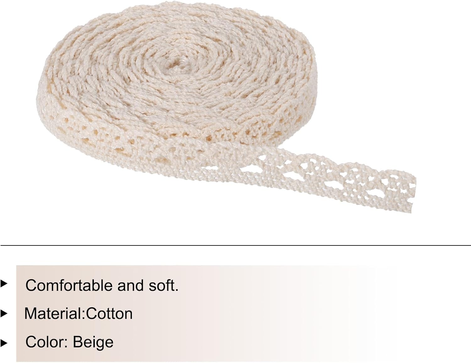 MECCANIXITY Cinta de encaje de algodón de 10 yardas de 0.39 pulgadas para manualidades, envoltorios de regalo, diademas, boda, color beige, estilo 2