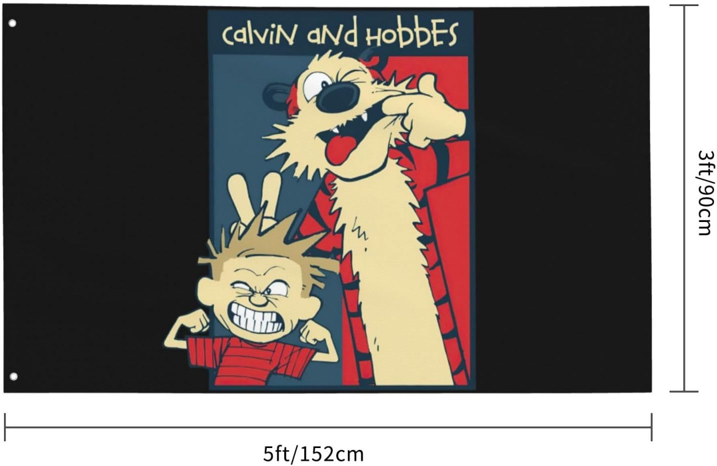 Calvin Comic and Hobbes – Bandera de jardín para exteriores de 3 x 5 pies, bonita bandera de cómic para fiesta de cumpleaños, bandera decorativa de