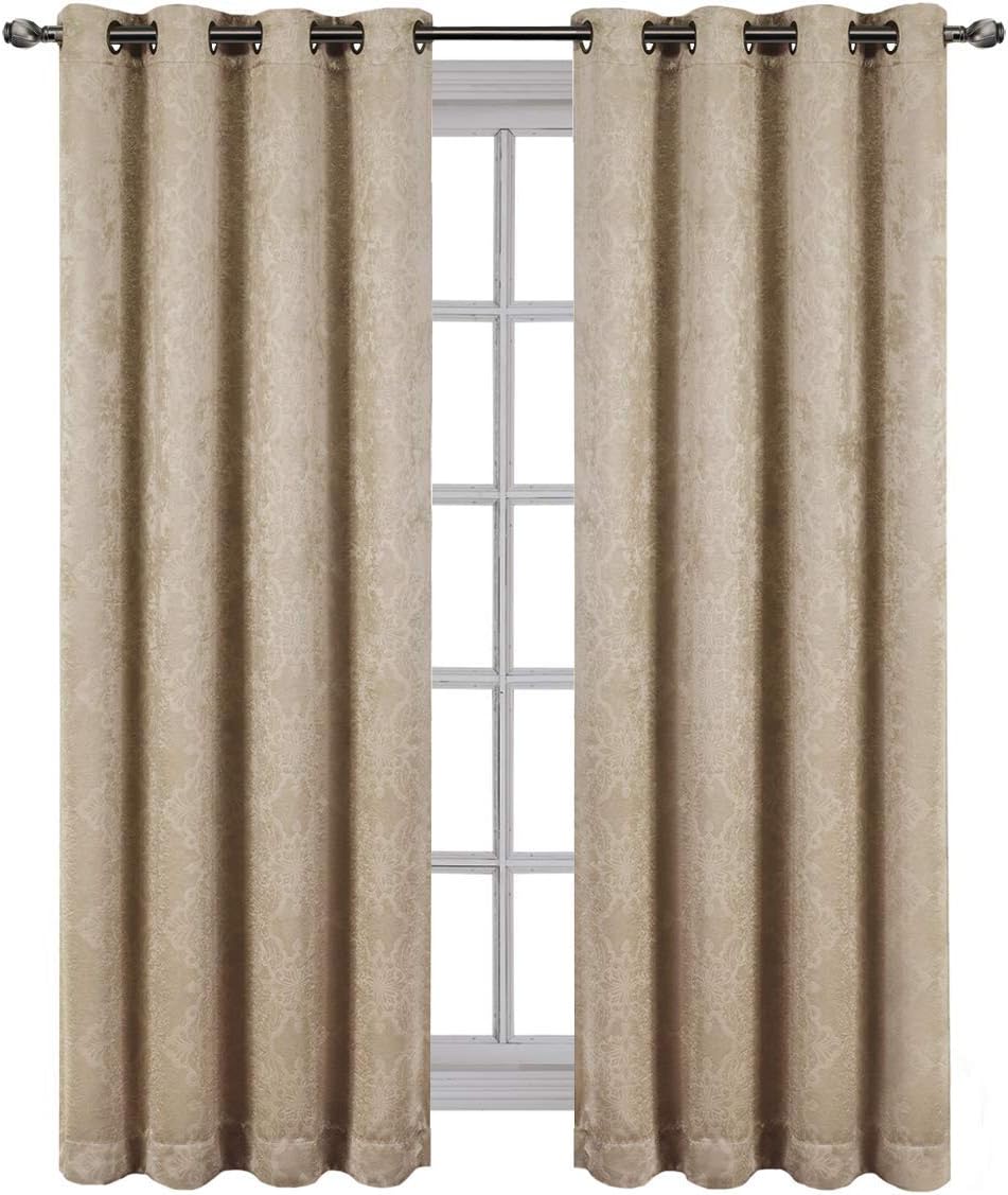 Royal Hotel Bedding Bella – Paneles de cortina opacas con ojales, color beige, 2 paneles, 52 x 108 pulgadas cada uno