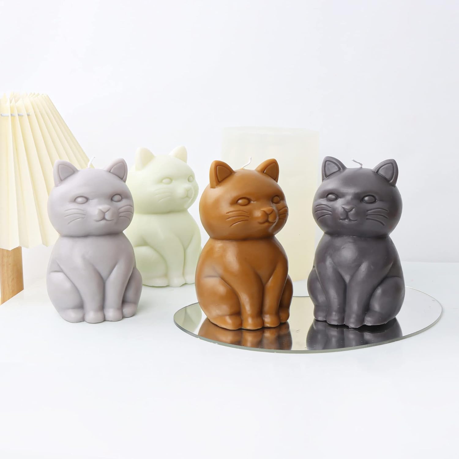 Molde de vela 3D para gatos, molde de fundición de resina animal de silicona, molde de silicona para gatos gordos para chocolate, fondant, jabón,