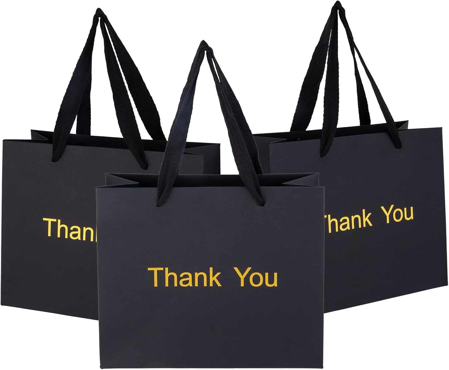 50 bolsas pequeñas a rayas negras de 5.25 x 3.25 x 8 pulgadas + 25 bolsas pequeñas de regalo de agradecimiento de 8.6 x 3.9 x 7 pulgadas