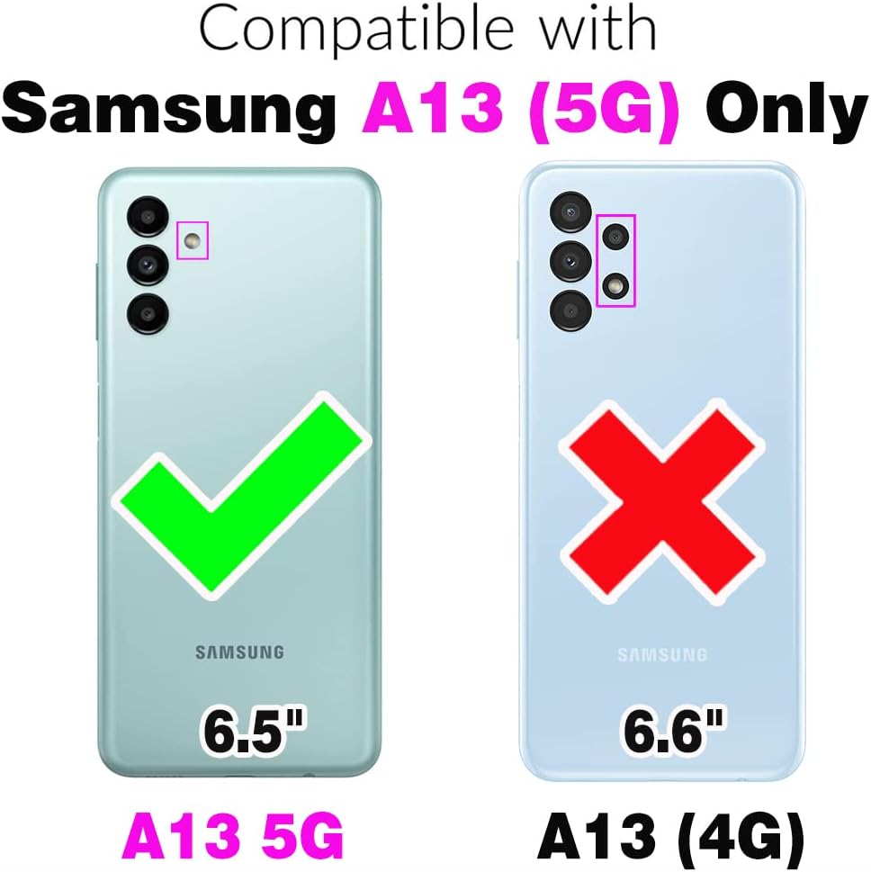 Asuwish Compatible con Samsung Galaxy A13 5G – Funda tipo cartera y protector de pantalla de vidrio templado, soporte para tarjeta de crédito,