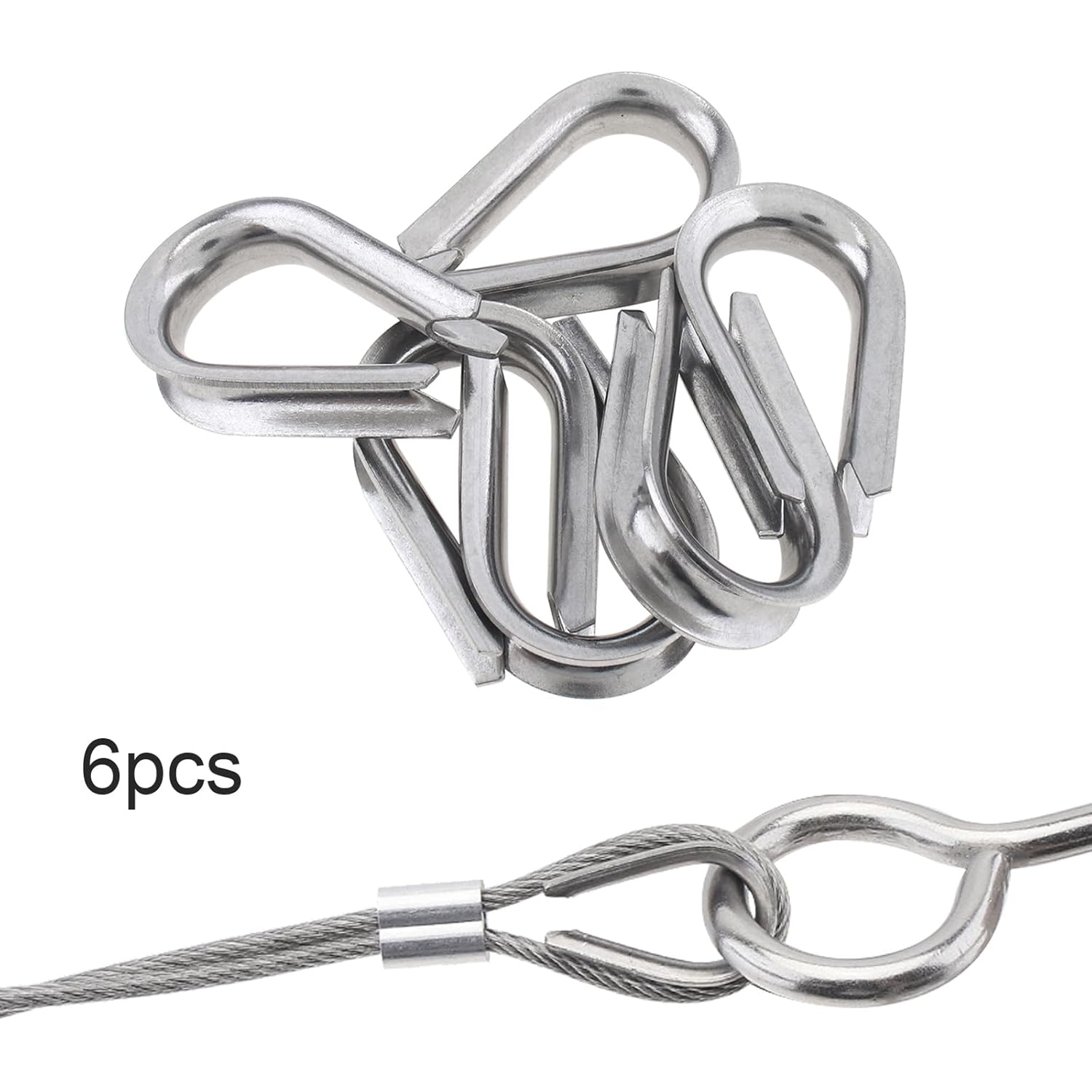 Dedales de cuerda de alambre de 14 “6 piezas, dedal de acero inoxidable M5 para aparejo de cable de diámetro
