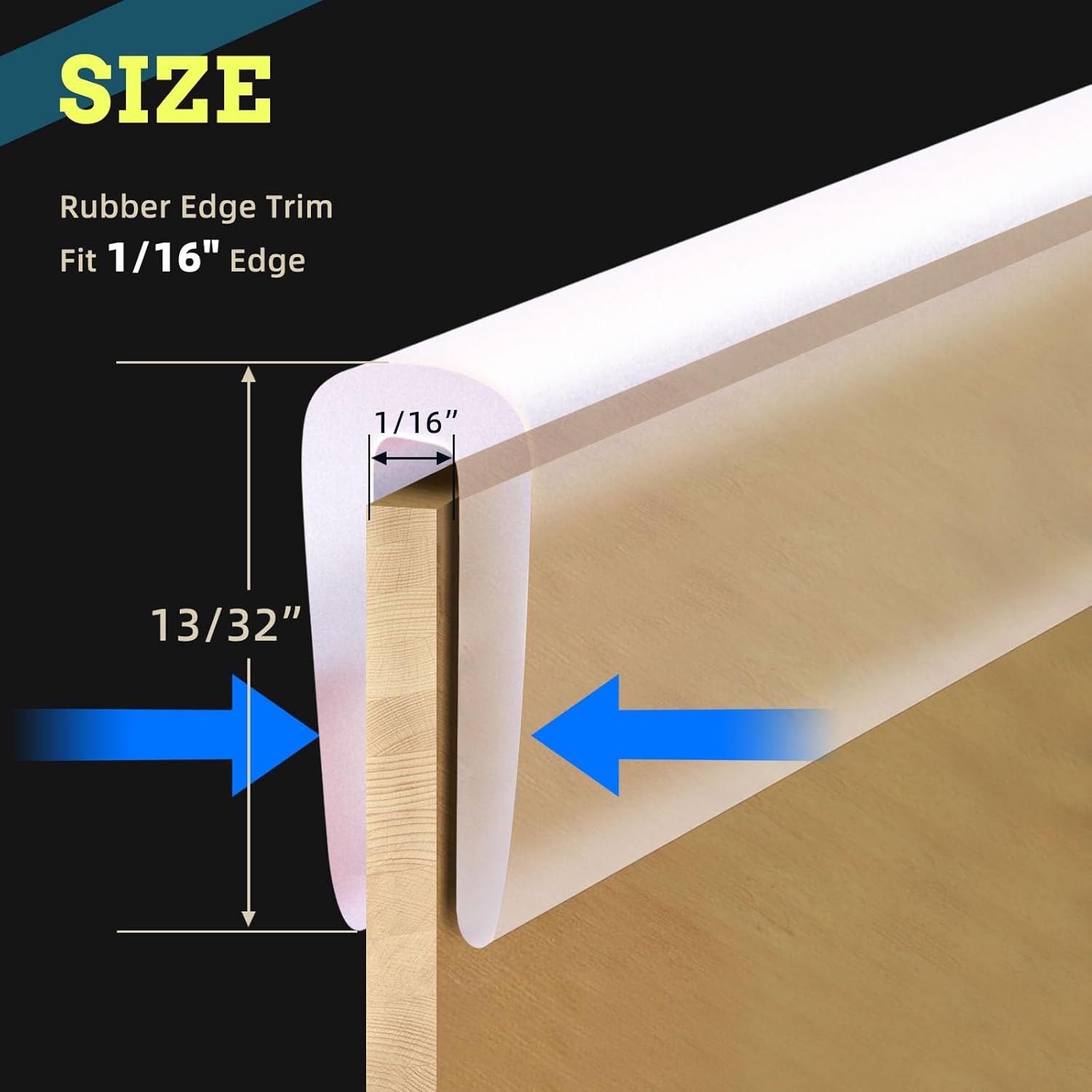 Borde de goma transparente autoadhesivo de 20 pies, borde de vinilo con borde de canal en U, protector de borde flexible para chapa metálica,