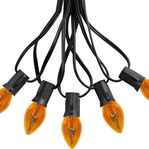 Tira de luces de llama parpadeante, 25 pies C7 naranja de Halloween, luces de llama parpadeante naranja para decoración de exteriores e interiores, Tira de luces de llama parpadeante, 25 pies C7 naranja de Halloween, luces de llama parpadeante naranja para decoración de exteriores e interiores,