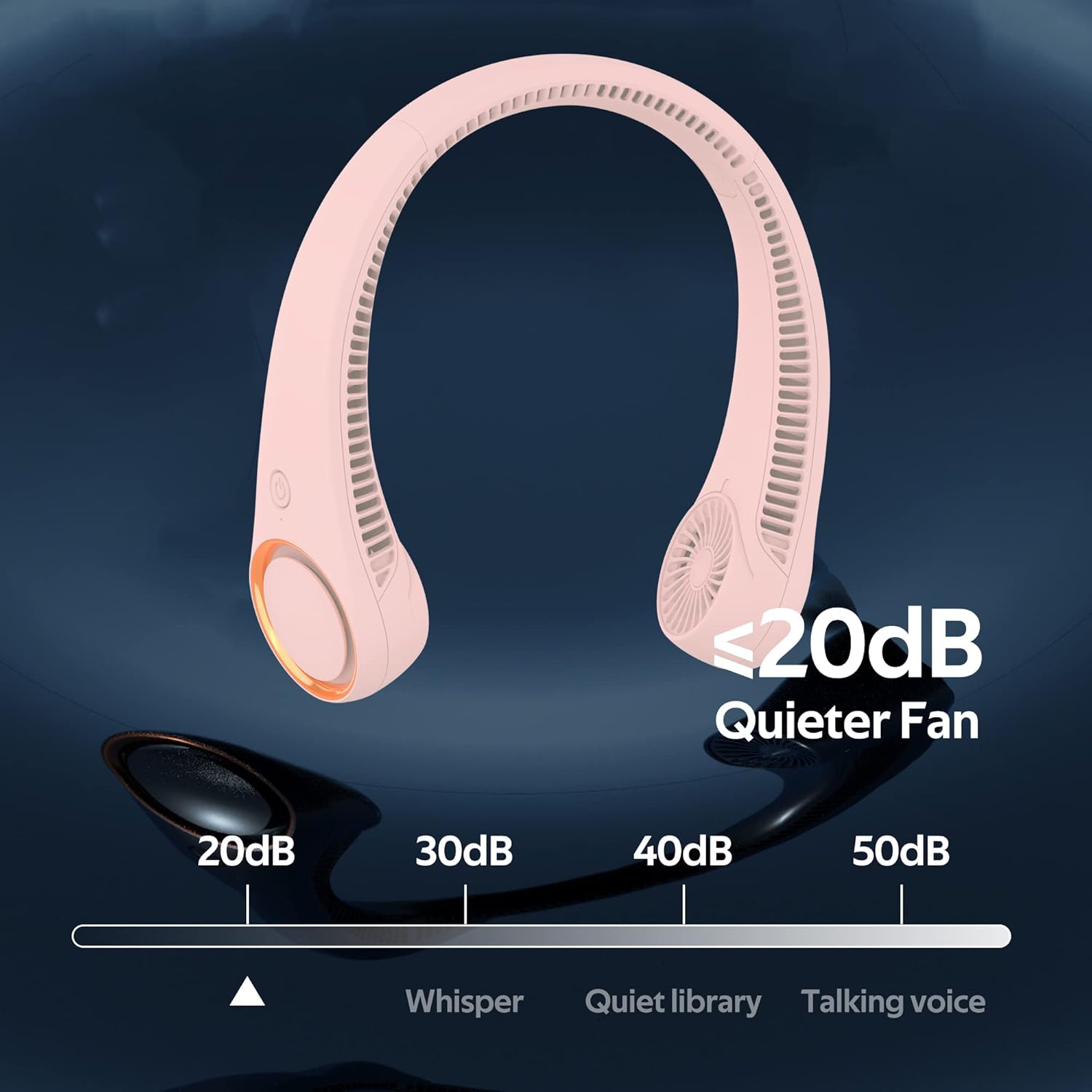Ventilador de cuello portátil, ventilador sin aspas manos libres, ventilador personal de enfriamiento de 360, ventilador silencioso portátil para