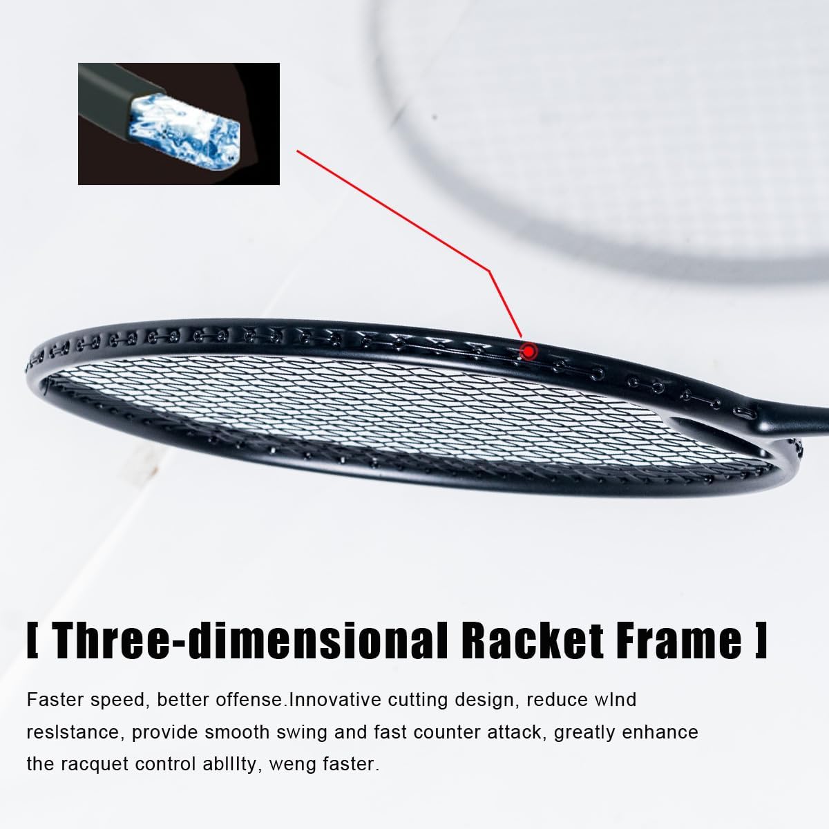 ALPSPORT YX – Raqueta de bádminton con diseño especial de agujero de viento, 4U G4, fibra de carbono, máximo 35 libras, con caja de regalo, raqueta