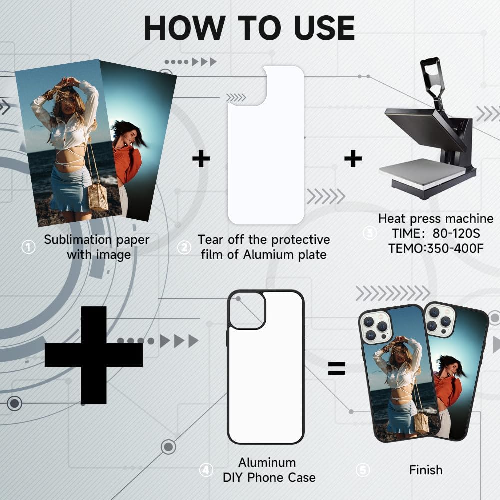 5 fundas para iPhone 12 Pro Max Sublimación en blanco, funda personalizada con TPU suave + aluminio duro imprimible antideslizante a prueba de