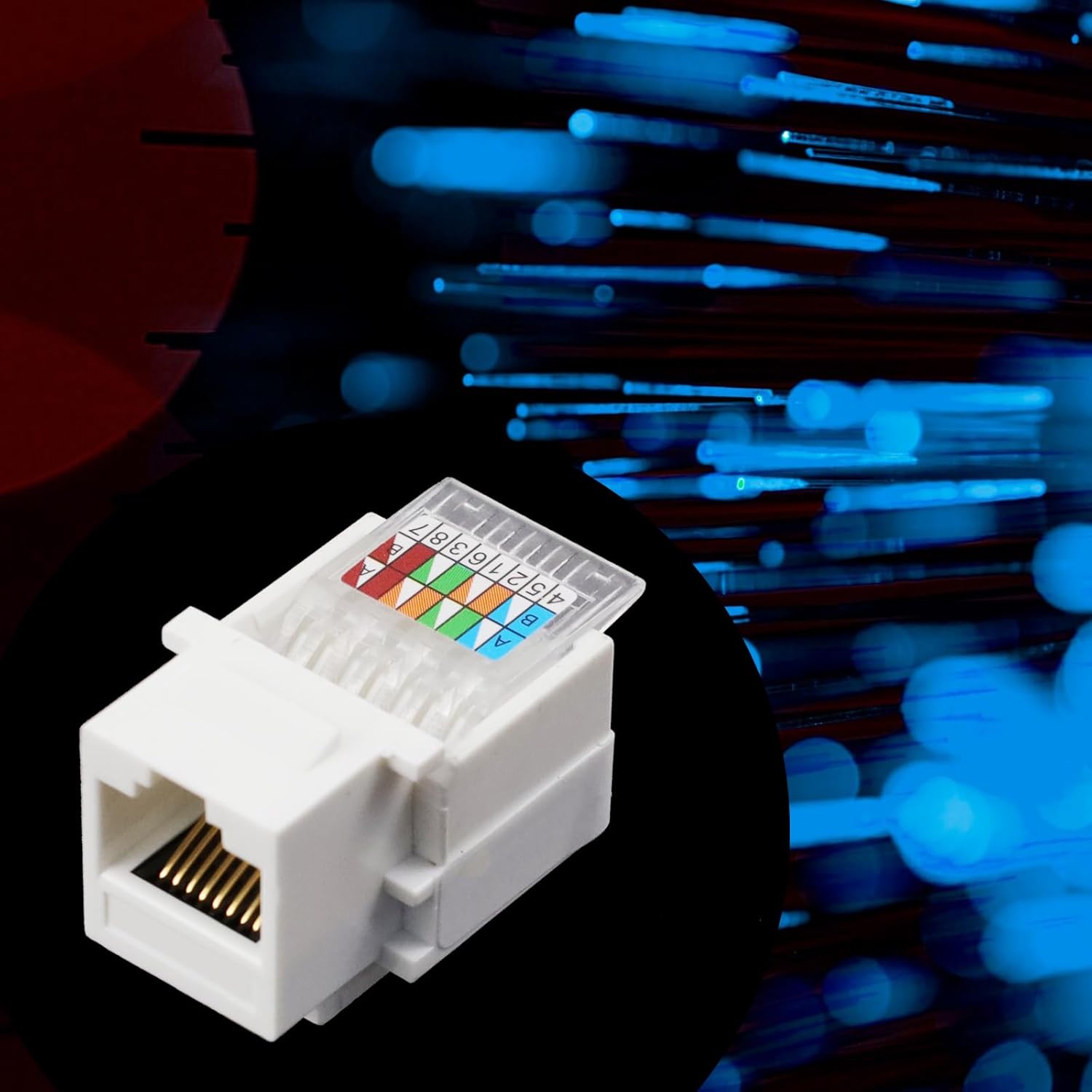 Antrader Adaptador de conector Keystone Jack RJ45Cat6Cat5e sin herramientas, conector de módulo Keystone, para red de Internet, cable LAN Ethernet,