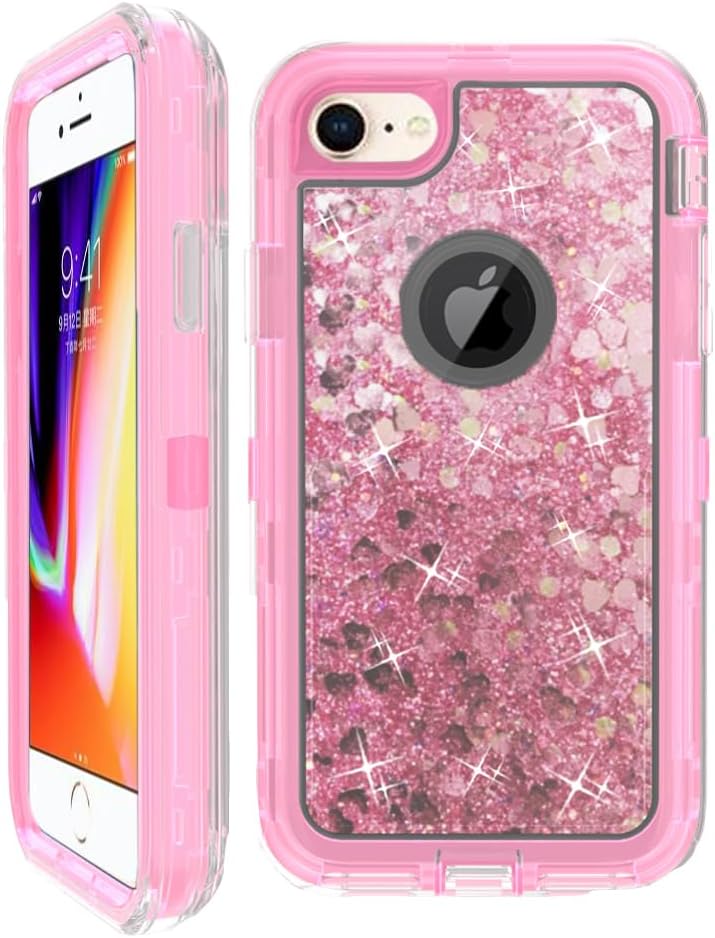 Asuwish Funda de teléfono para iPhone 66s78SE 2020 2022 con protector de pantalla brillante líquido brillante transparente híbrida cubierta