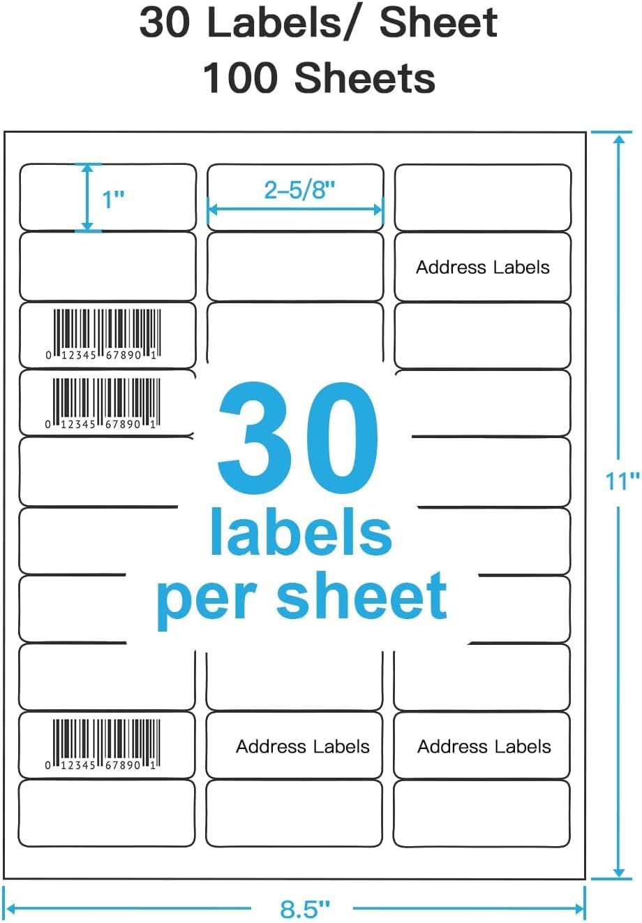 Etiquetas de dirección, etiquetas de envío TRUNIUM de 1 pulgada x 2-58 pulgadas, 9 hojas, 270 etiquetas