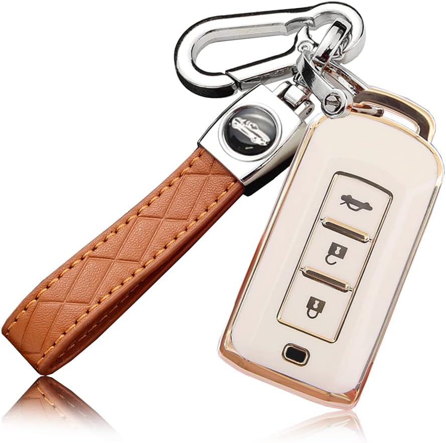 ontto para Mitsubishi Key Fob Cover Elegante Llavero con Keychian, Beige