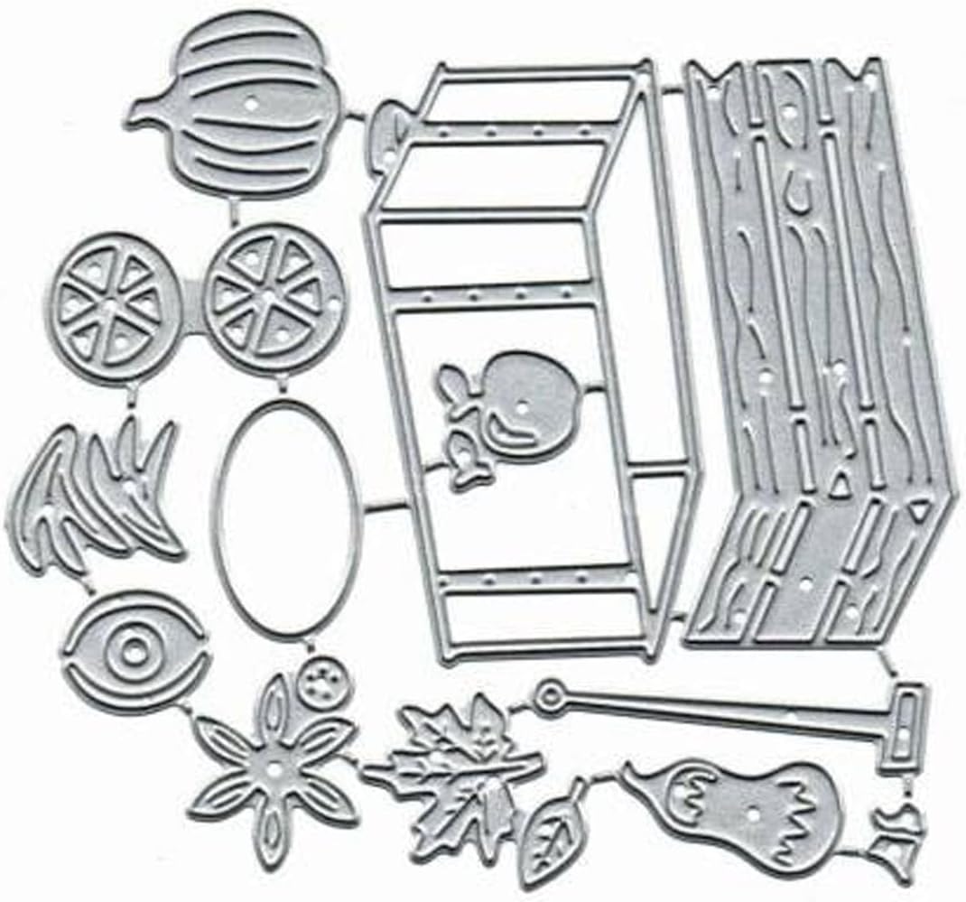 Carrito de compras 3D troquelado de metal para hacer tarjetas, calabaza de Navidad, remolque, troqueles de corte, plantillas de corte, álbumes de